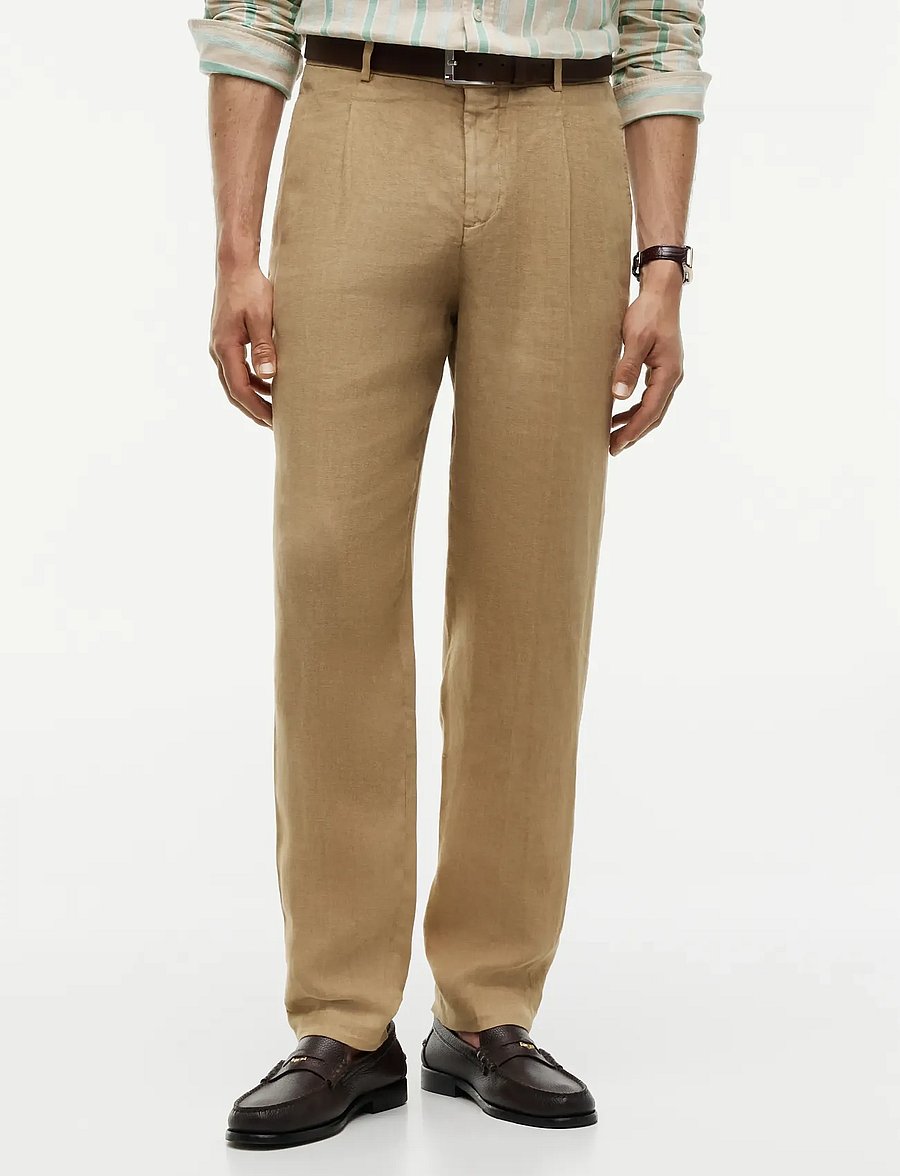 Tommy Hilfiger - DC GMD LINEN PANTS - leinenhosen - sandalwood - 0