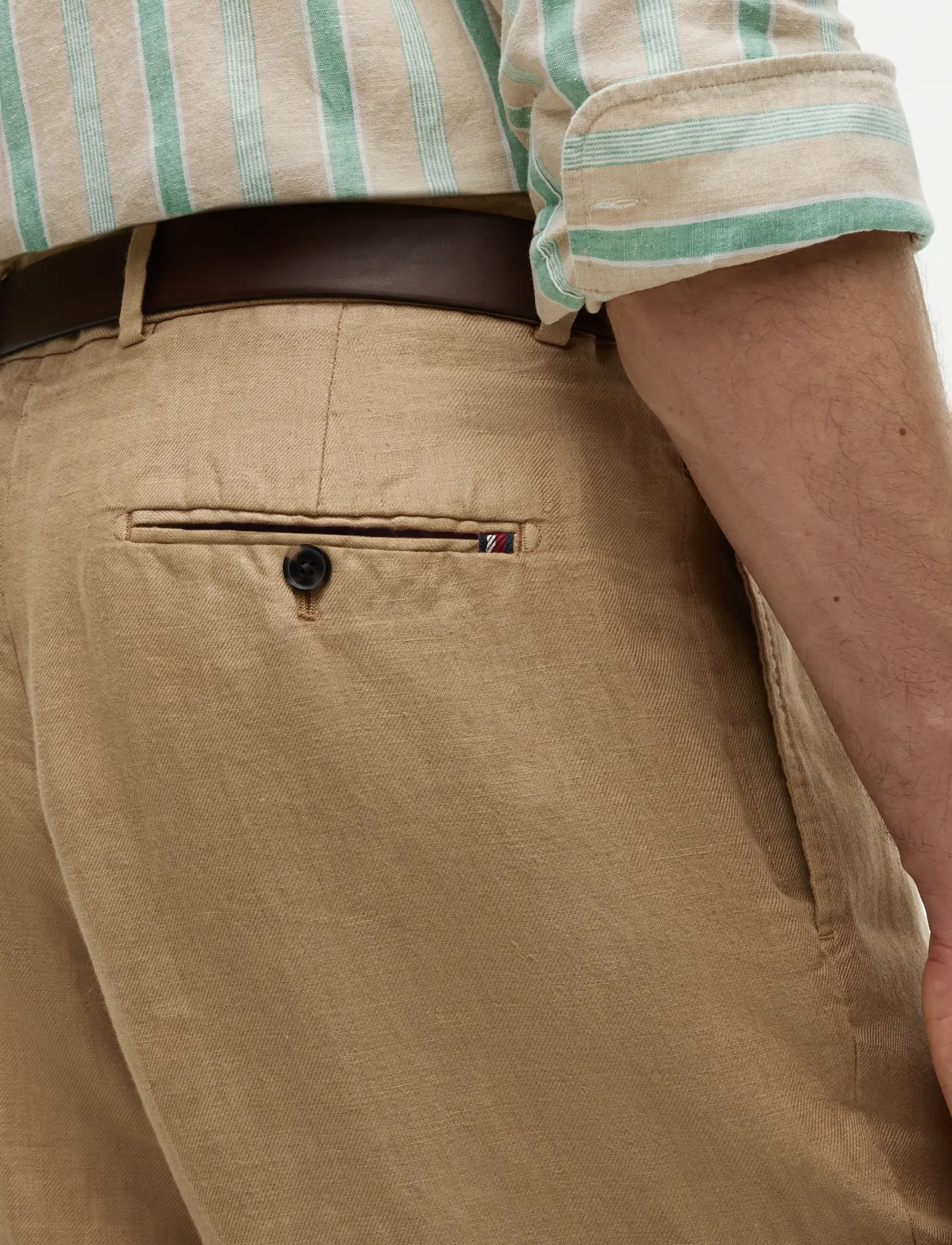 Tommy Hilfiger - DC GMD LINEN PANTS - leinenhosen - sandalwood - 4