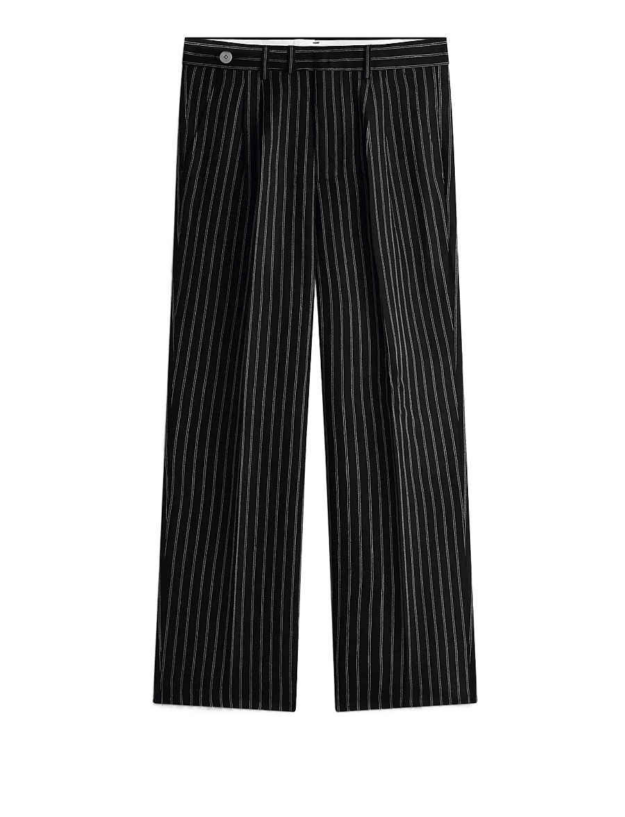 Tommy Hilfiger - DC STRIPE PANTS - linased ülikonnapüksid - black white - 1