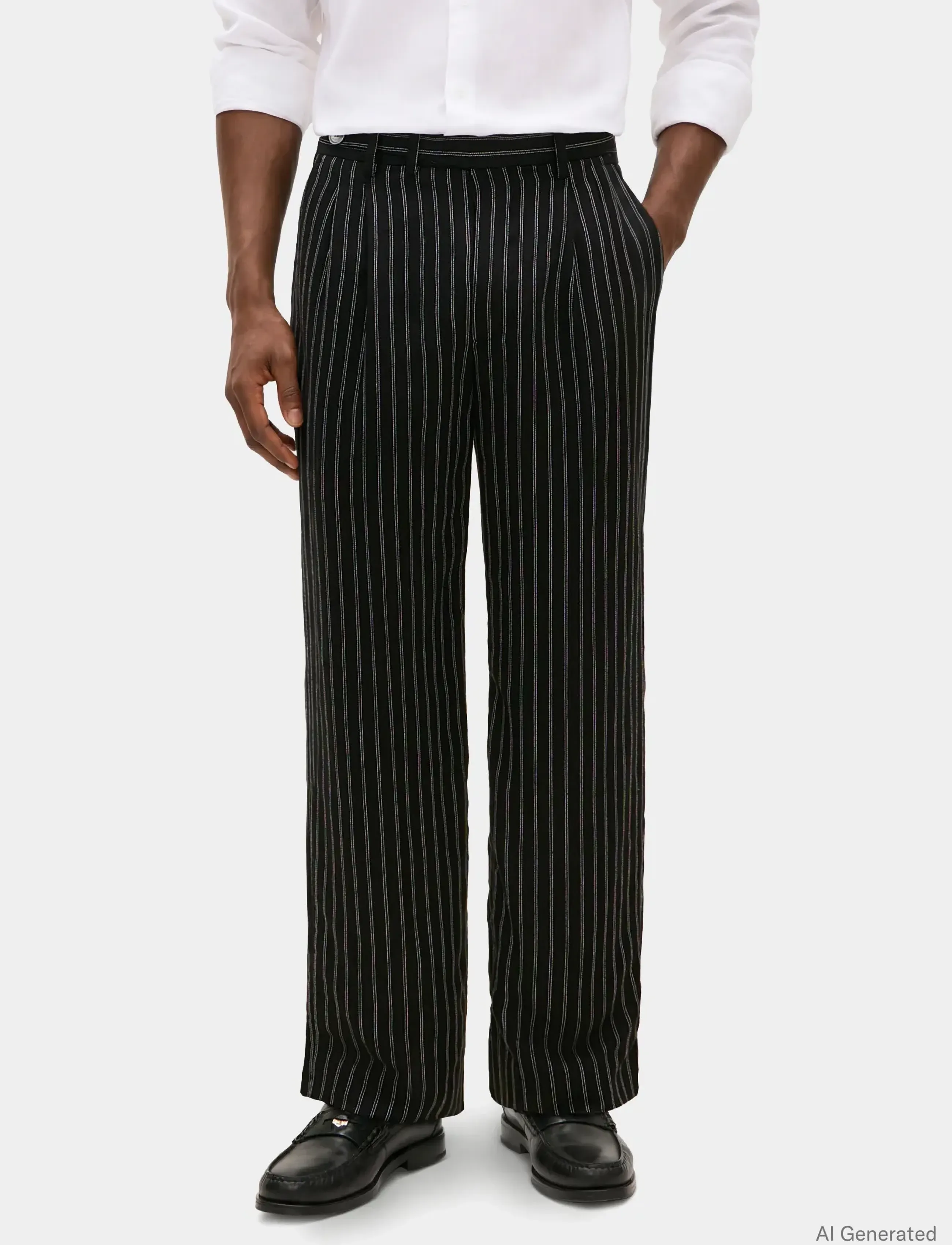Tommy Hilfiger DC STRIPE PANTS - Püksid - BLACK WHITE / black
