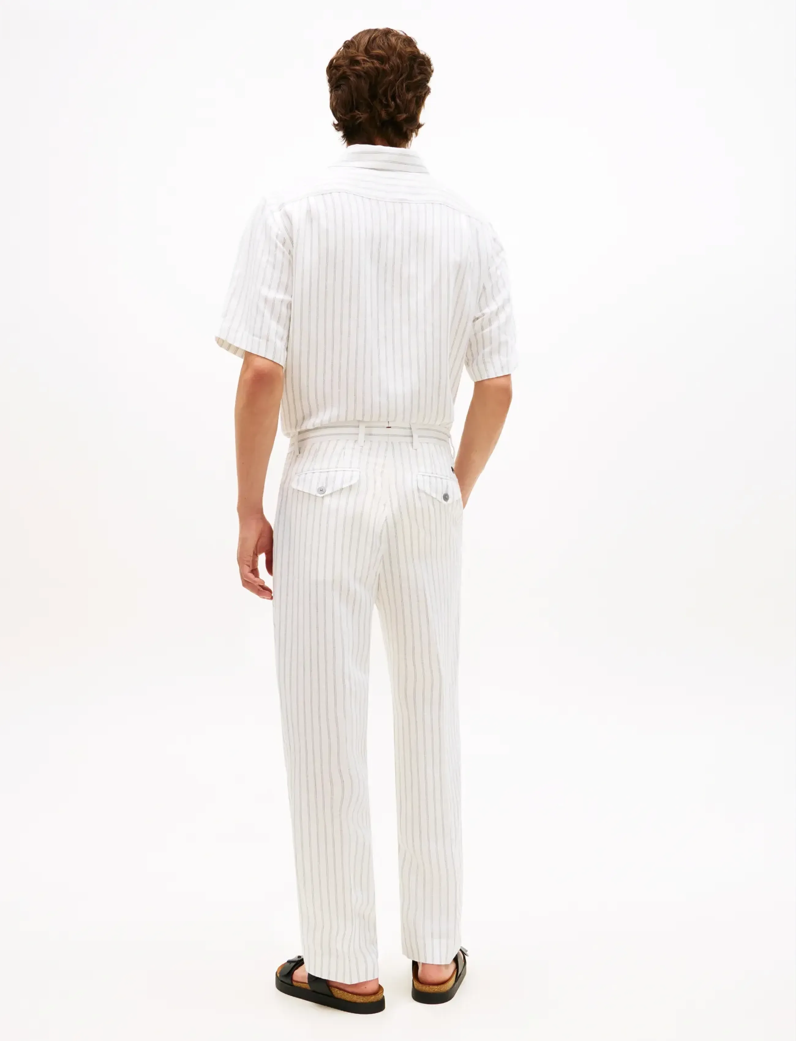 Tommy Hilfiger - DC STRIPE PANTS - leinenhosen - white black - 2