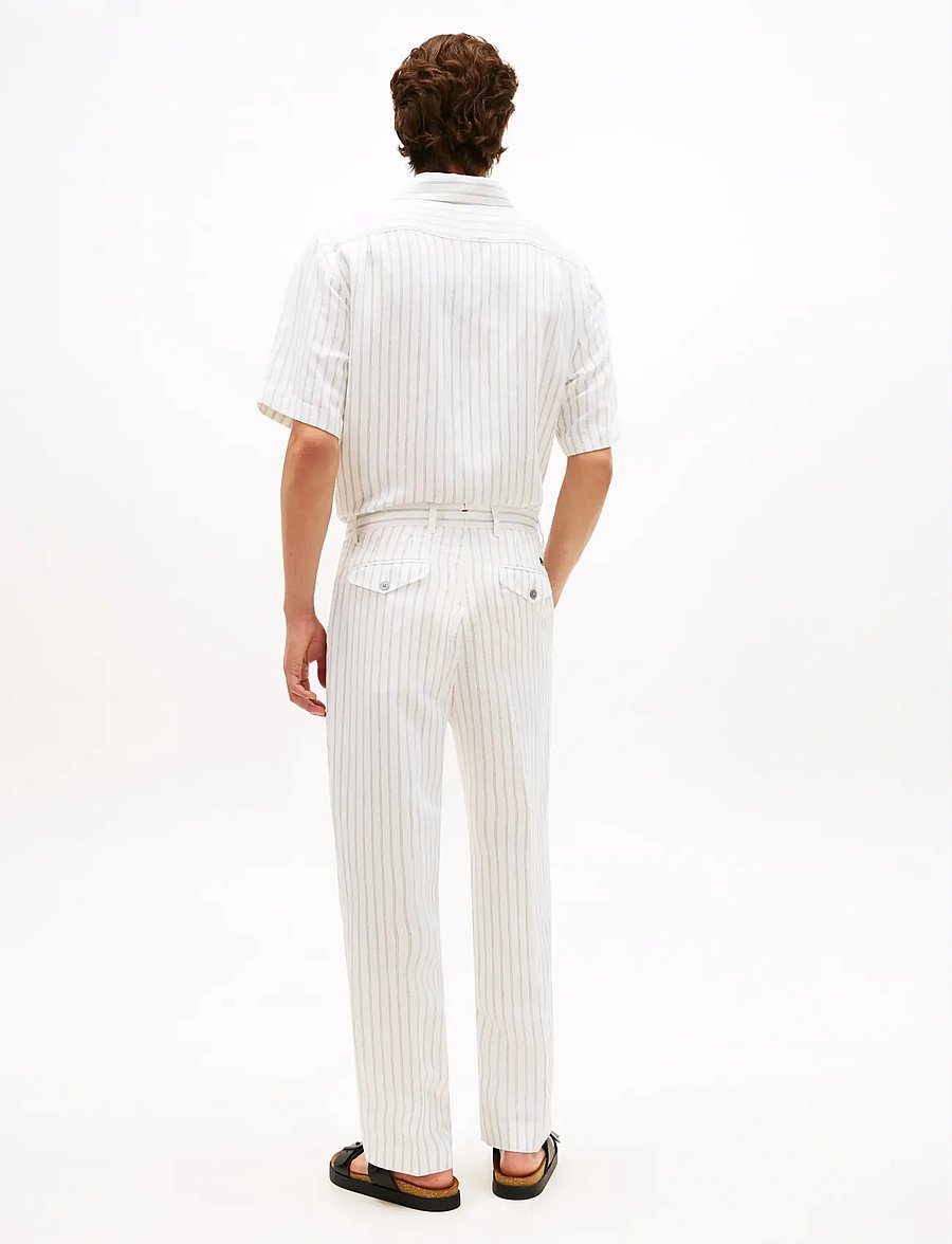 Tommy Hilfiger - DC STRIPE PANTS - linased ülikonnapüksid - white black - 2