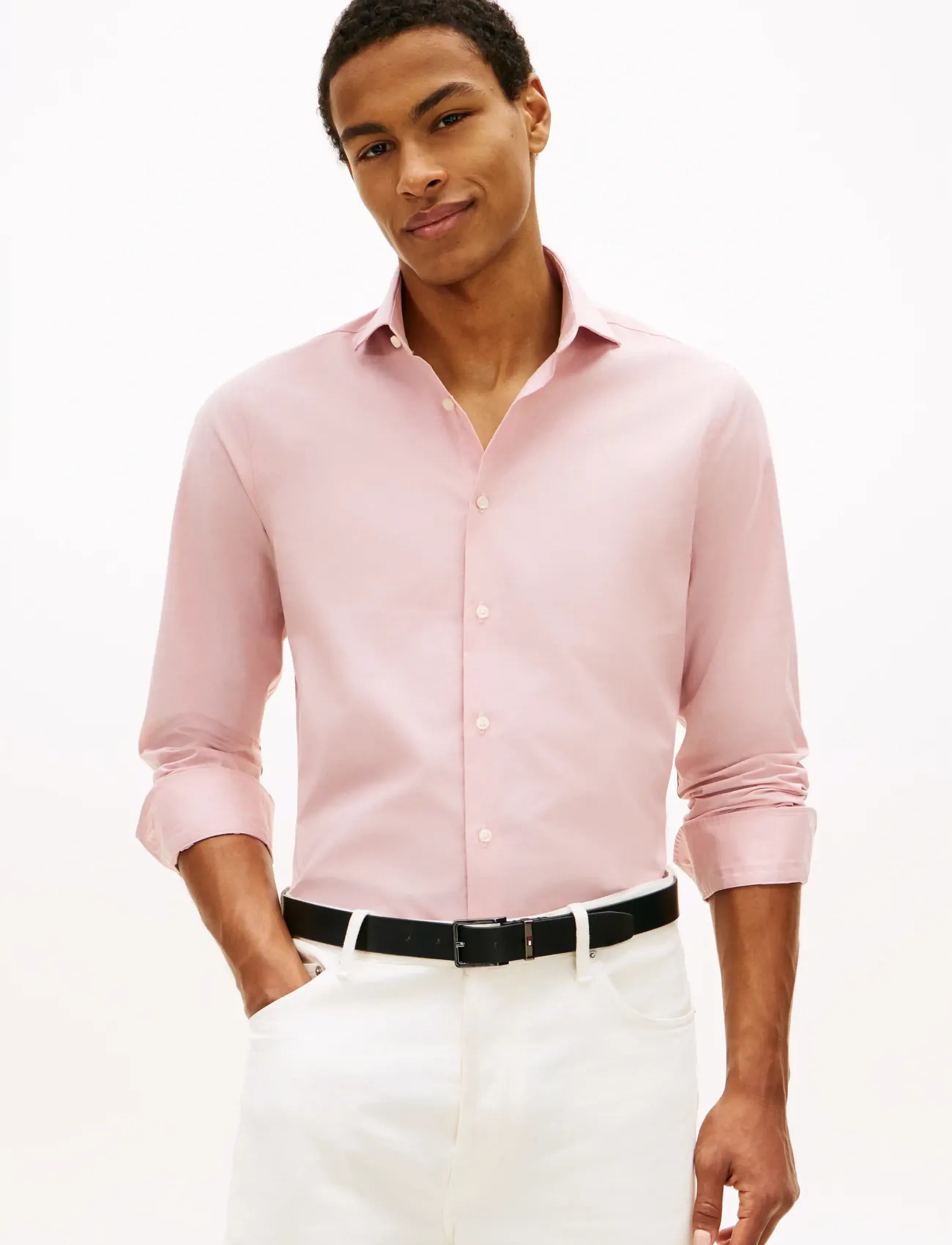 Tommy Hilfiger DC FLEX COLLAR CO LI SOLID SHIRT - Tøj - DUSKY PINK / pink/rose