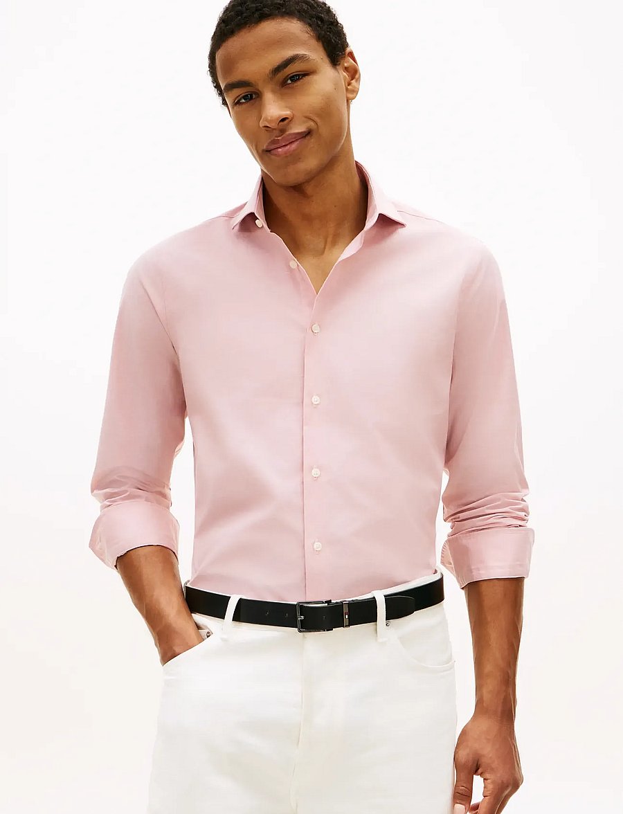 Tommy Hilfiger - DC FLEX COLLAR CO LI SOLID SHIRT - casual skjorter - dusky pink - 0