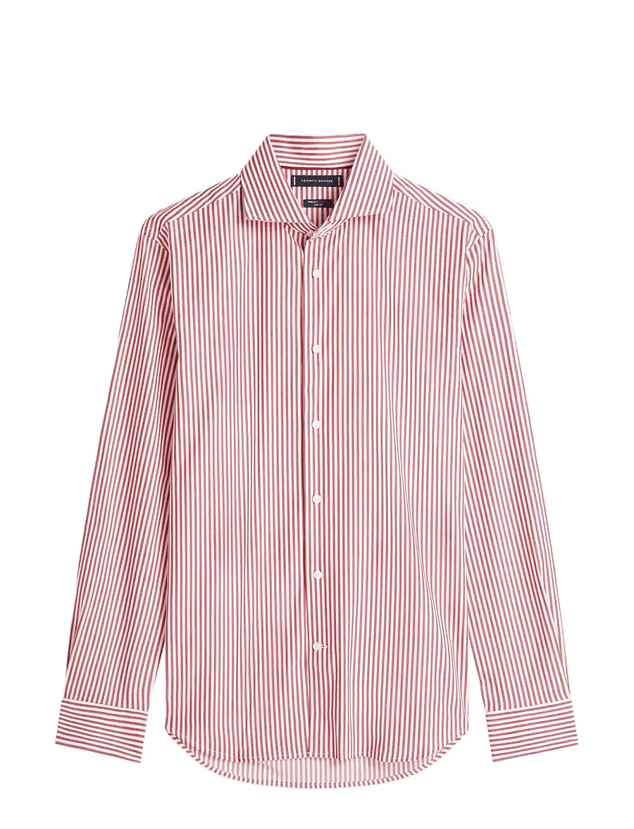 Tommy Hilfiger - NY FLEX COLLAR CLSSC STRP SHIRT - stribede skjorter - magma red - 1
