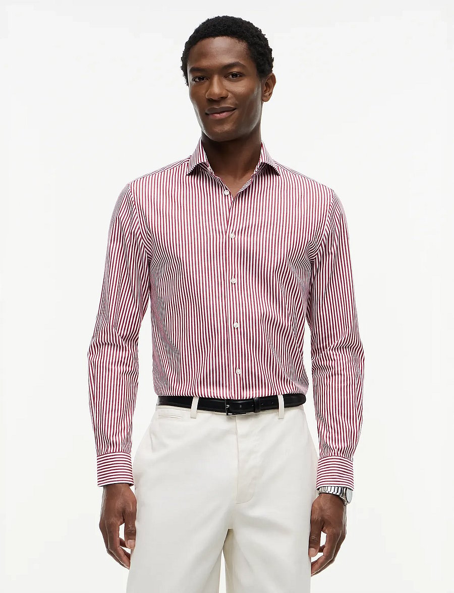 Tommy Hilfiger - NY FLEX COLLAR CLSSC STRP SHIRT - randiga skjortor - magma red - 0