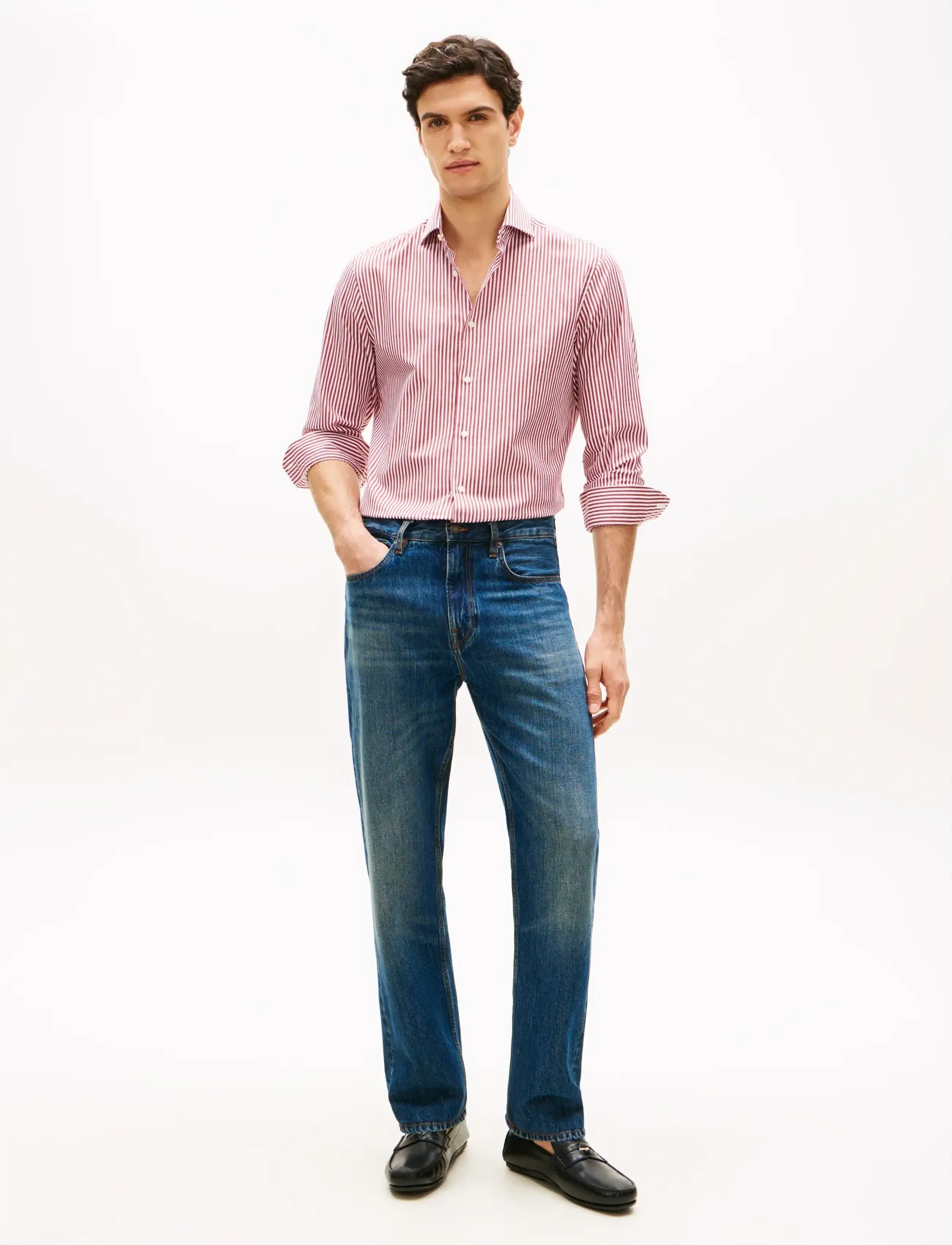 Tommy Hilfiger - DC FLEX COLLAR CLSSC STRP SHIRT - randiga skjortor - magma red - 3