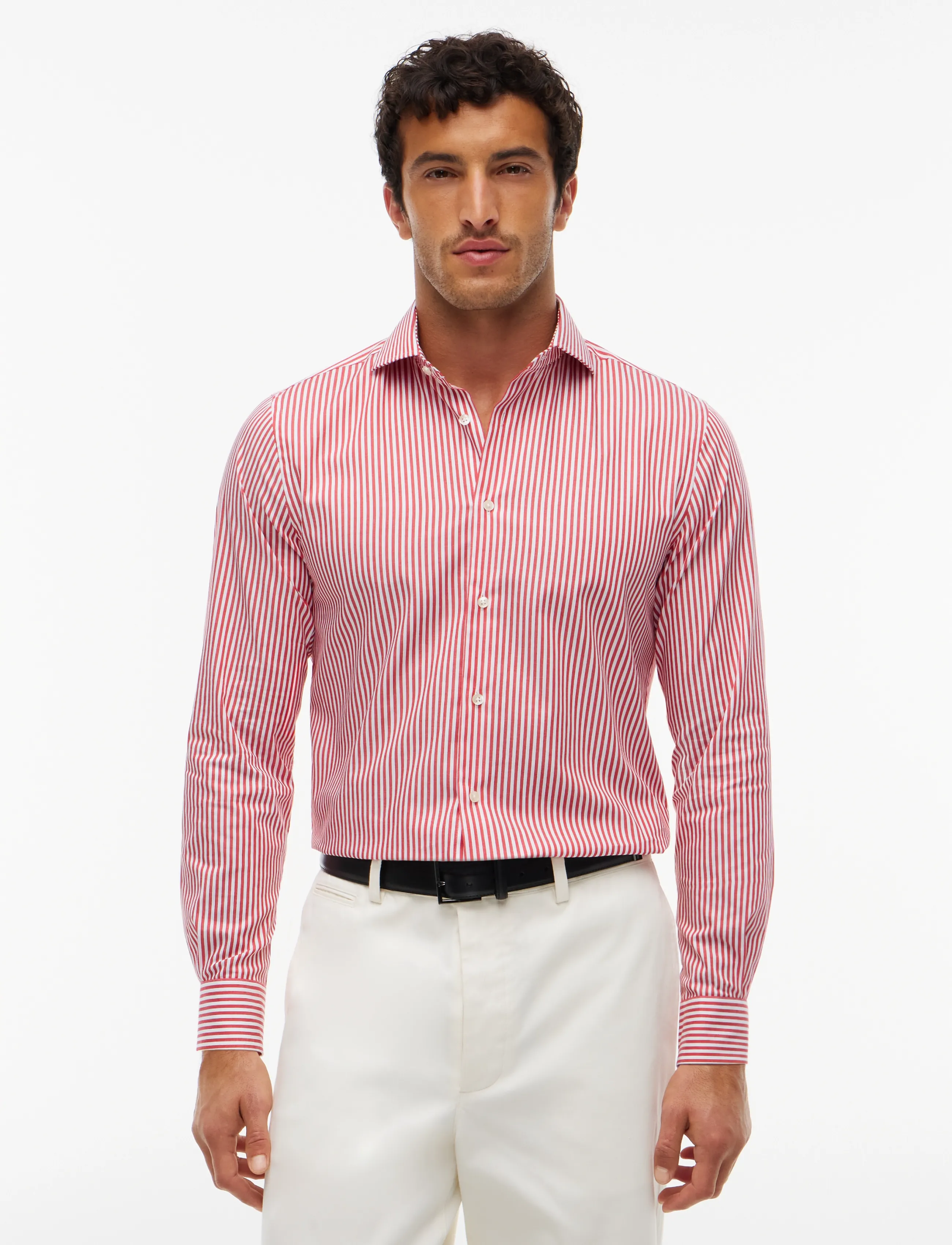 Tommy Hilfiger NY FLEX COLLAR CLSSC STRP SHIRT - Clothing - MEDIUM RED WHITE / red