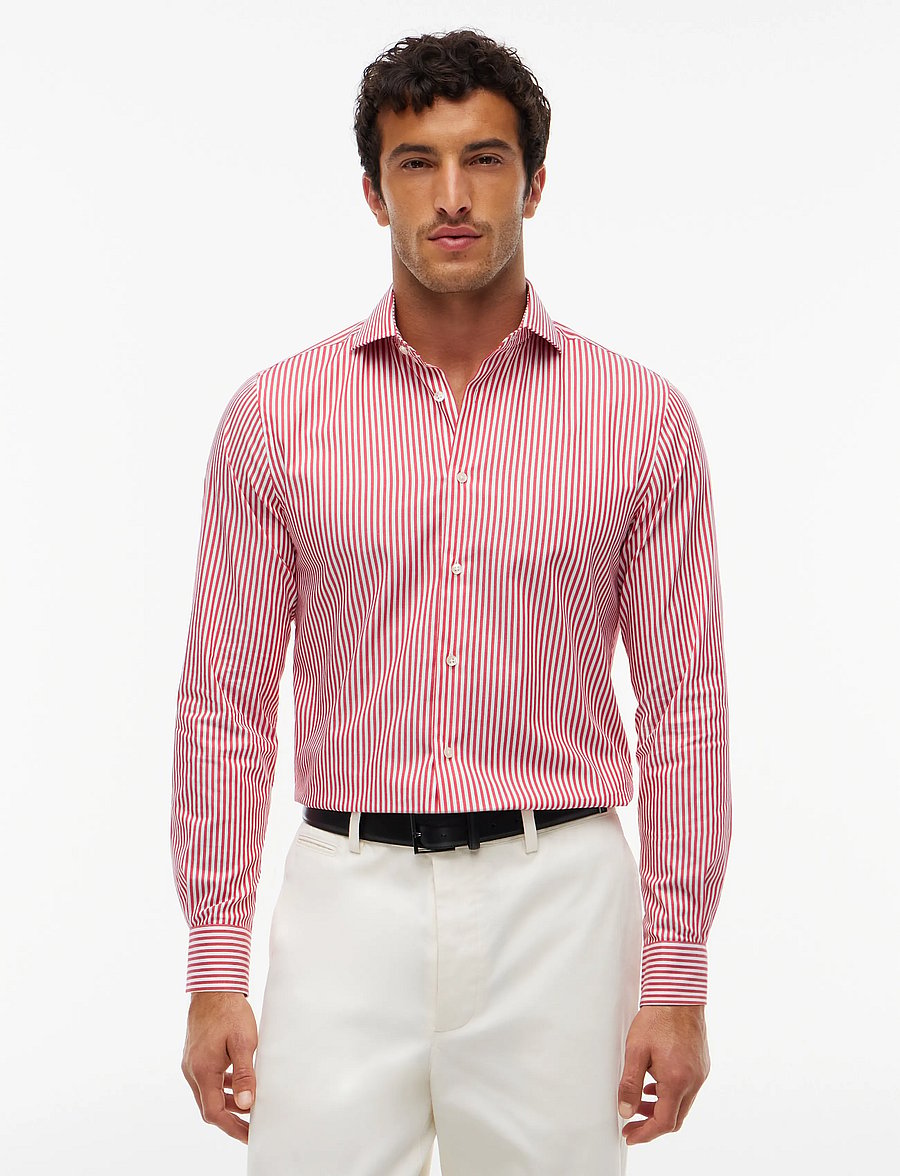 Tommy Hilfiger - NY FLEX COLLAR CLSSC STRP SHIRT - gestreifte hemden - medium red white - 0