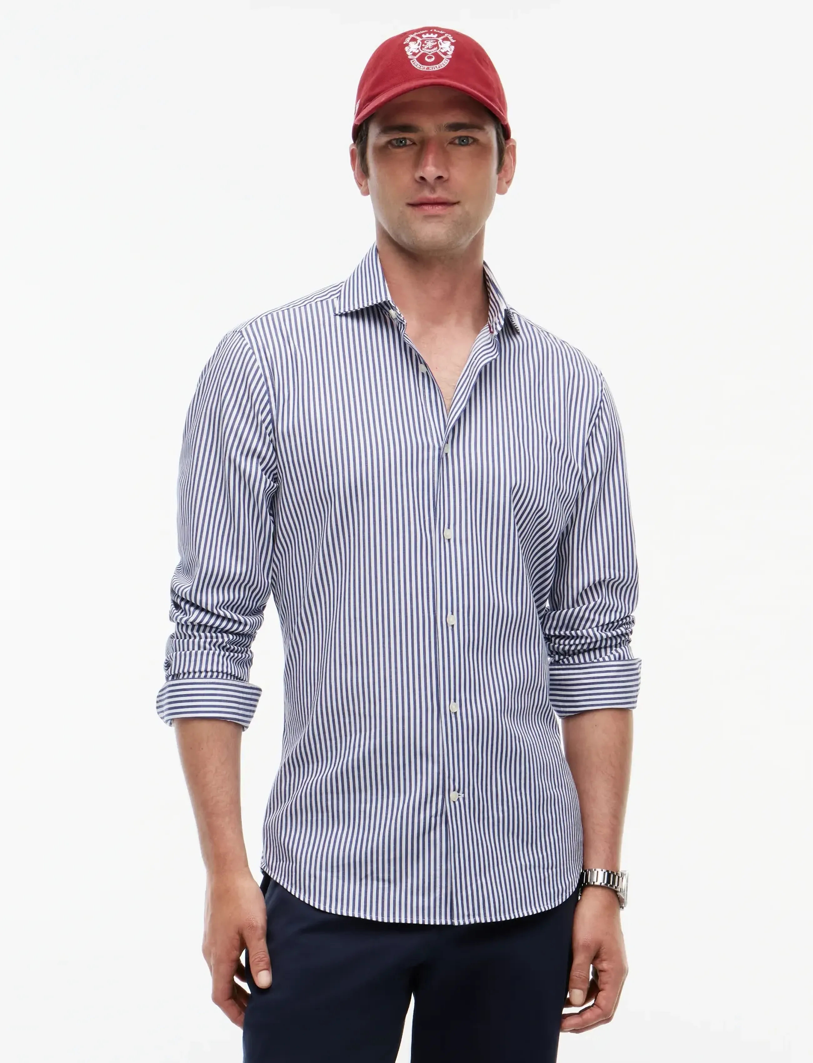 Tommy Hilfiger Ny Flex Collar Clssc Strp Shirt, R/44, Blue, Shirts > Striped Shirts, Herre