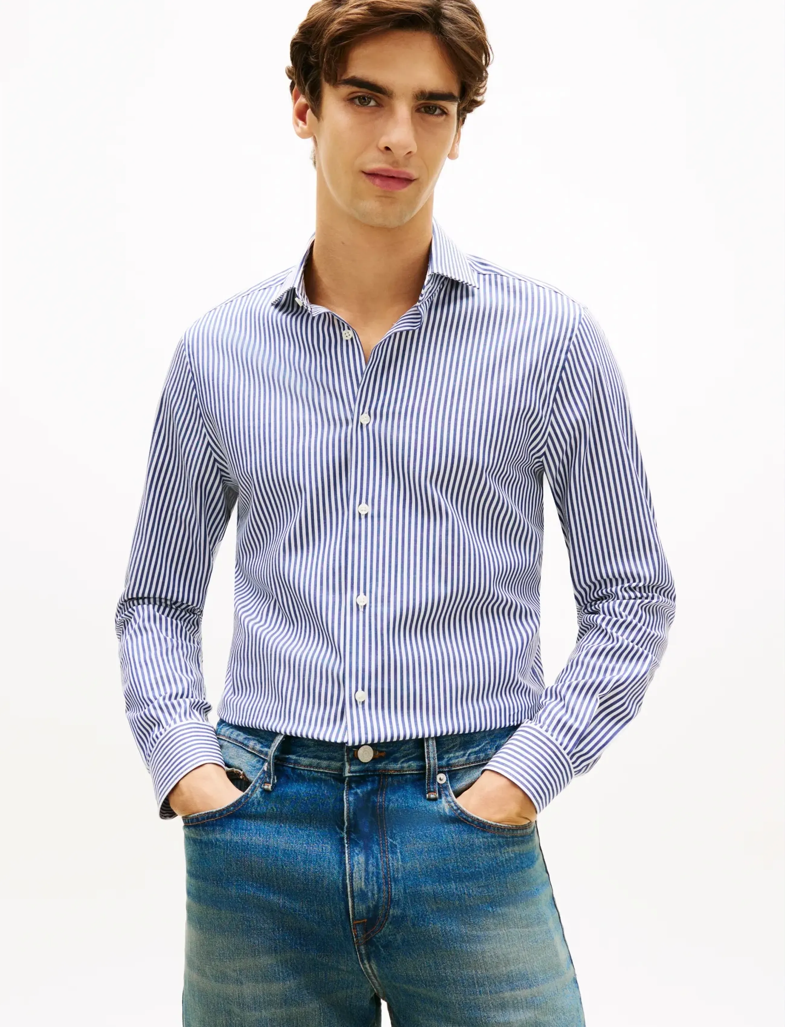 Tommy Hilfiger DC FLEX COLLAR CLSSC STRP SHIRT - Basic-Hemden - NAVY IRIS / blue