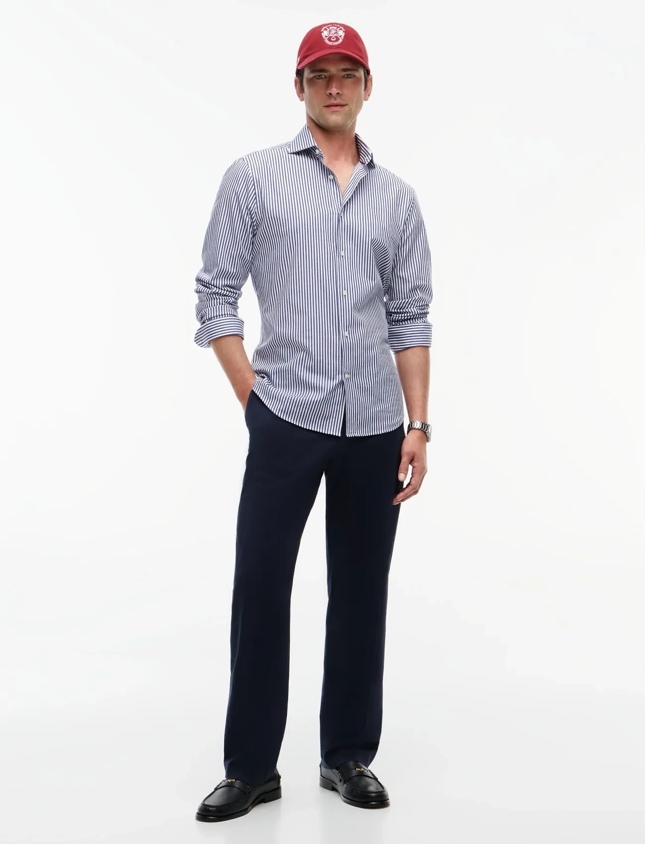 Tommy Hilfiger - DC FLEX COLLAR CLSSC STRP SHIRT - randiga skjortor - navy iris - 4