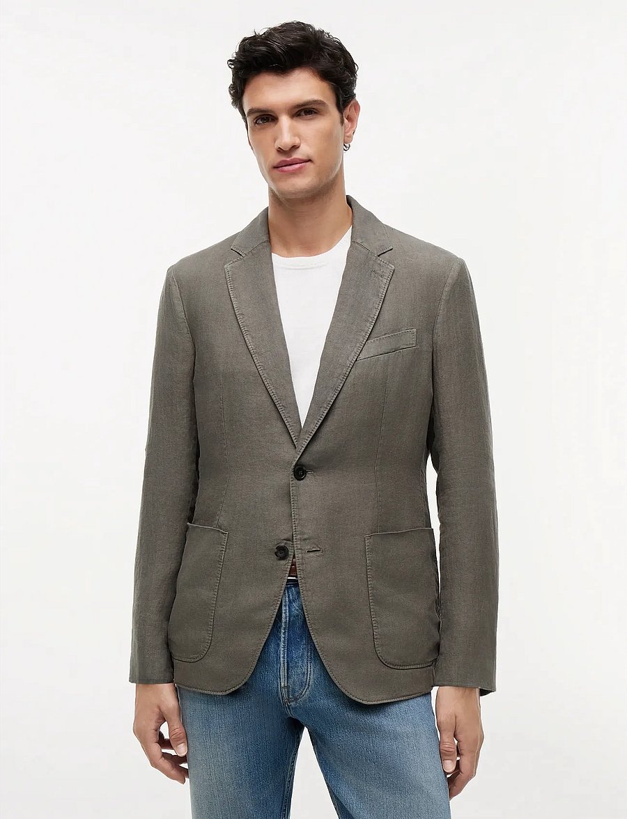 Tommy Hilfiger - DC GMD LINEN BLAZER - single breasted blazers - platinum olive - 0