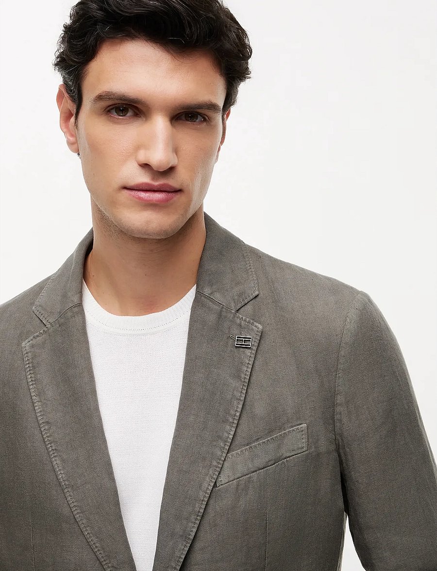 Tommy Hilfiger - DC GMD LINEN BLAZER - single breasted blazers - platinum olive - 3