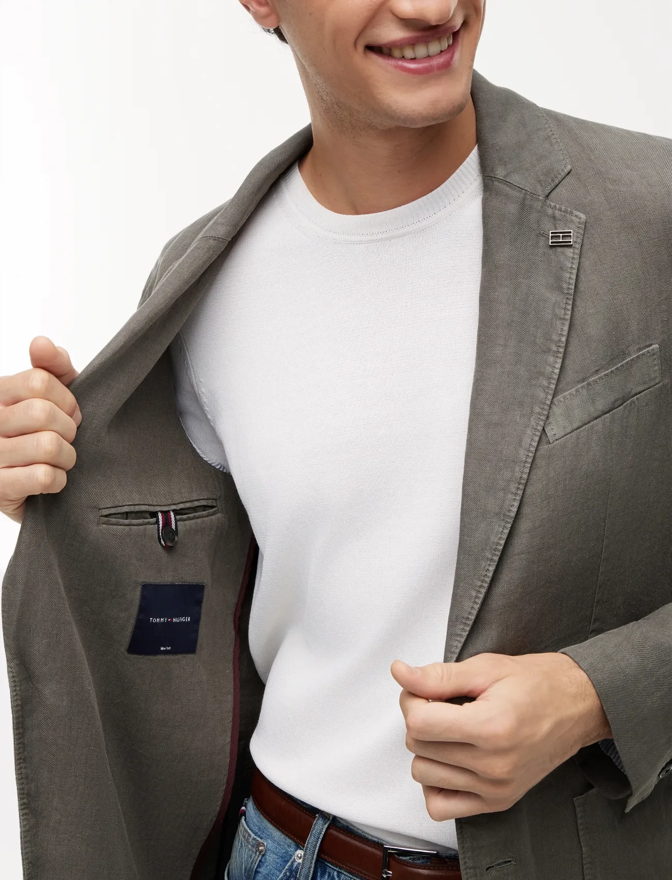 Tommy Hilfiger - DC GMD LINEN BLAZER - platinum olive - 5