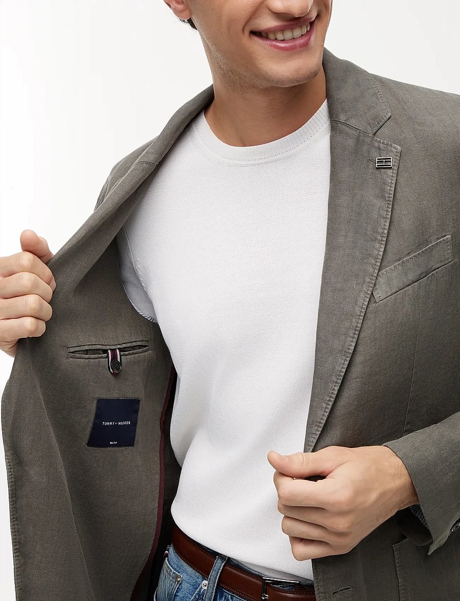Tommy Hilfiger - DC GMD LINEN BLAZER - single breasted blazers - platinum olive - 5