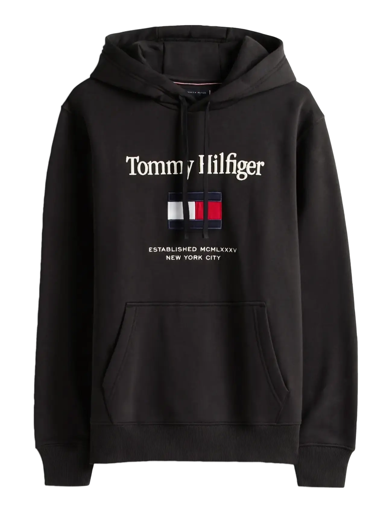 TOMMY EMBRO FLAG HOODIE - BLACK