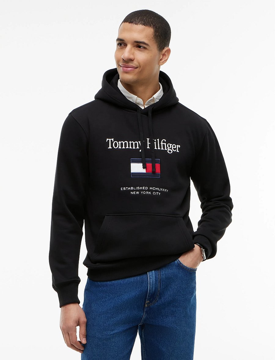Tommy Hilfiger - TOMMY EMBRO FLAG HOODIE - kapuzenpullover - black - 0
