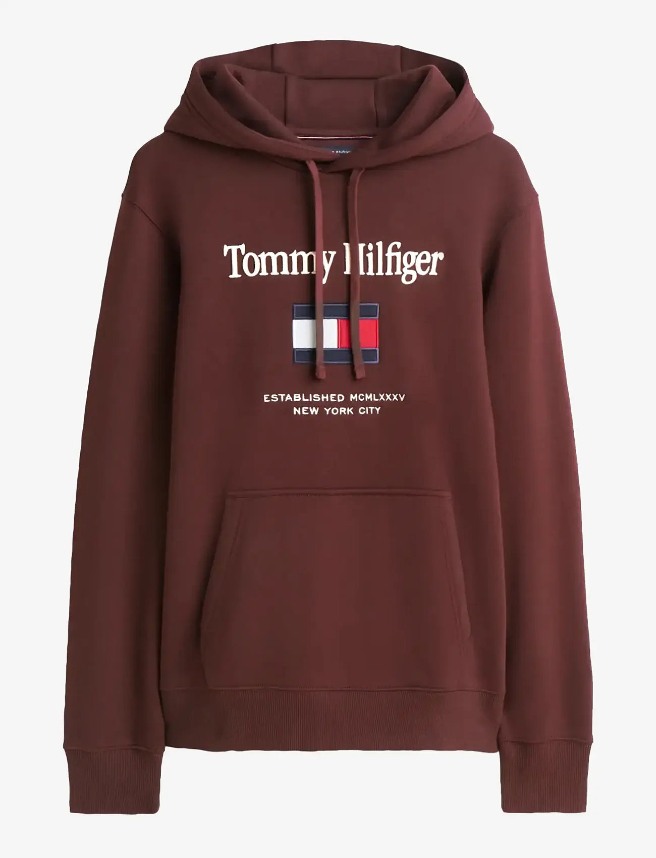 Tommy Hilfiger - TOMMY EMBRO FLAG HOODIE - kapuutsiga dressipluusid - chocolate - 1