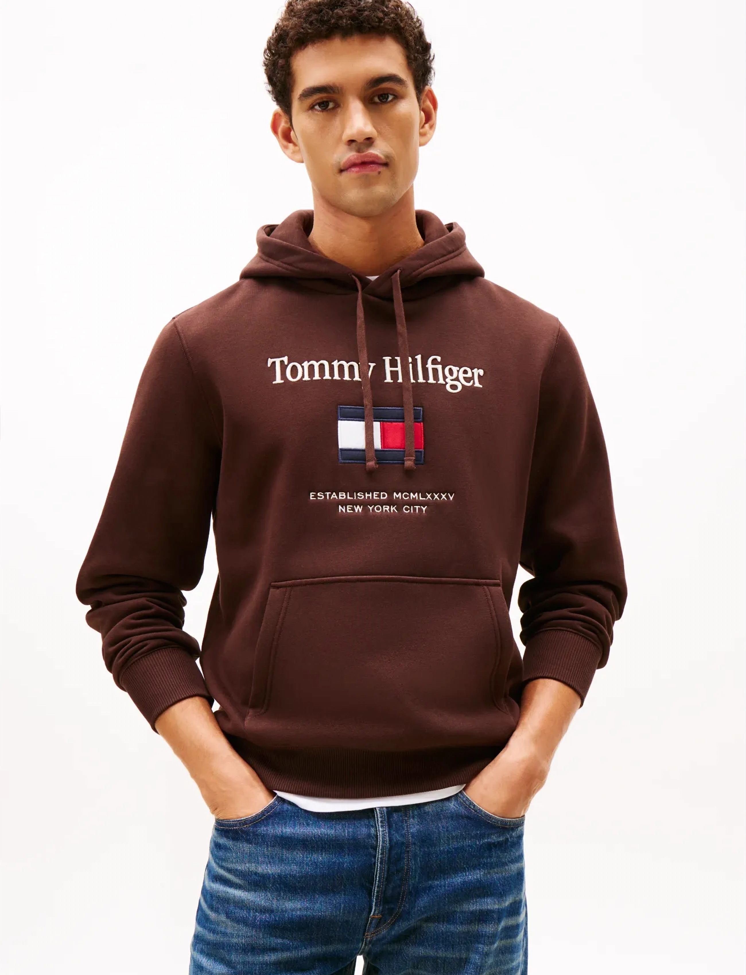 Tommy Hilfiger TOMMY EMBRO FLAG HOODIE - Preppy - CHOCOLATE / brown