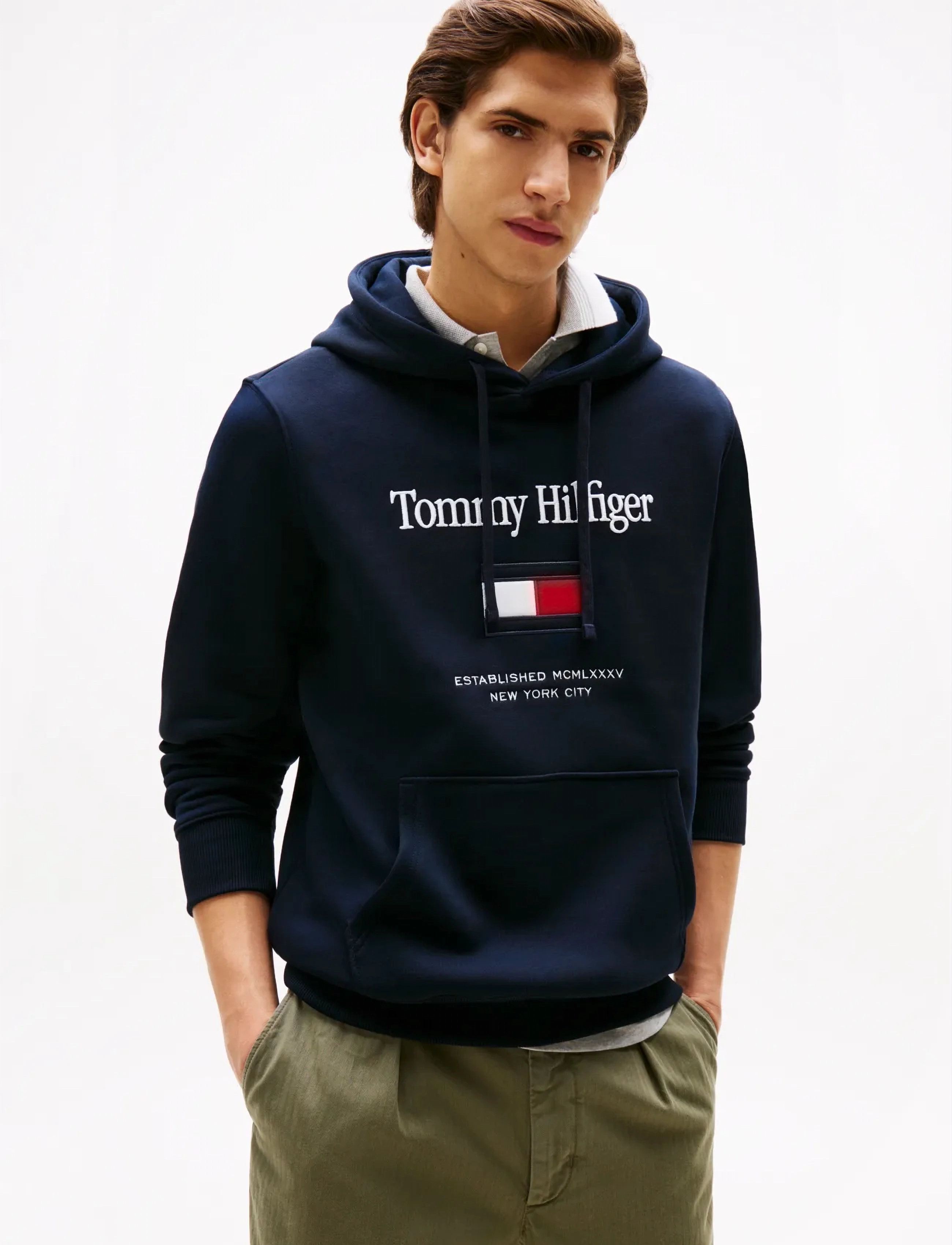 Tommy Hilfiger TOMMY EMBRO FLAG HOODIE - Kleidung - DESERT SKY / navy