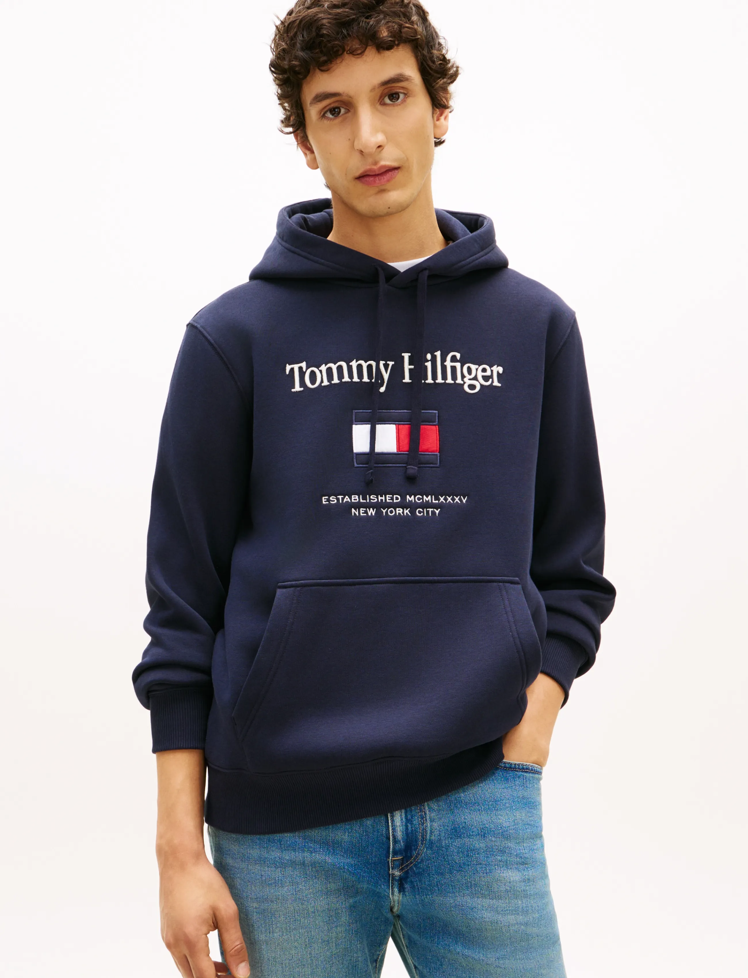 Tommy Hilfiger TOMMY EMBRO FLAG HOODIE - Hoodies - NAVY BLUE / navy