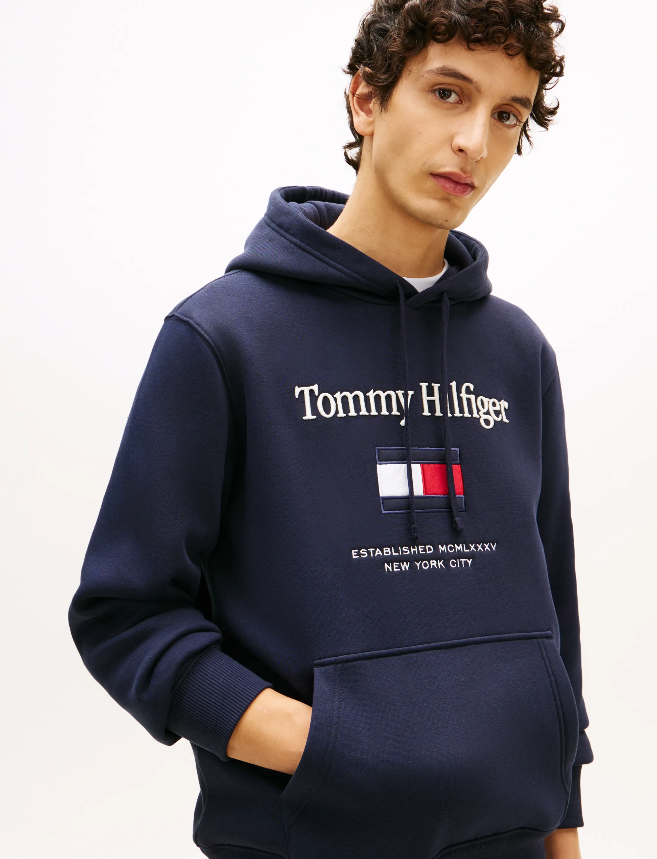 Tommy Hilfiger - TOMMY EMBRO FLAG HOODIE - hættetrøjer - navy blue - 4