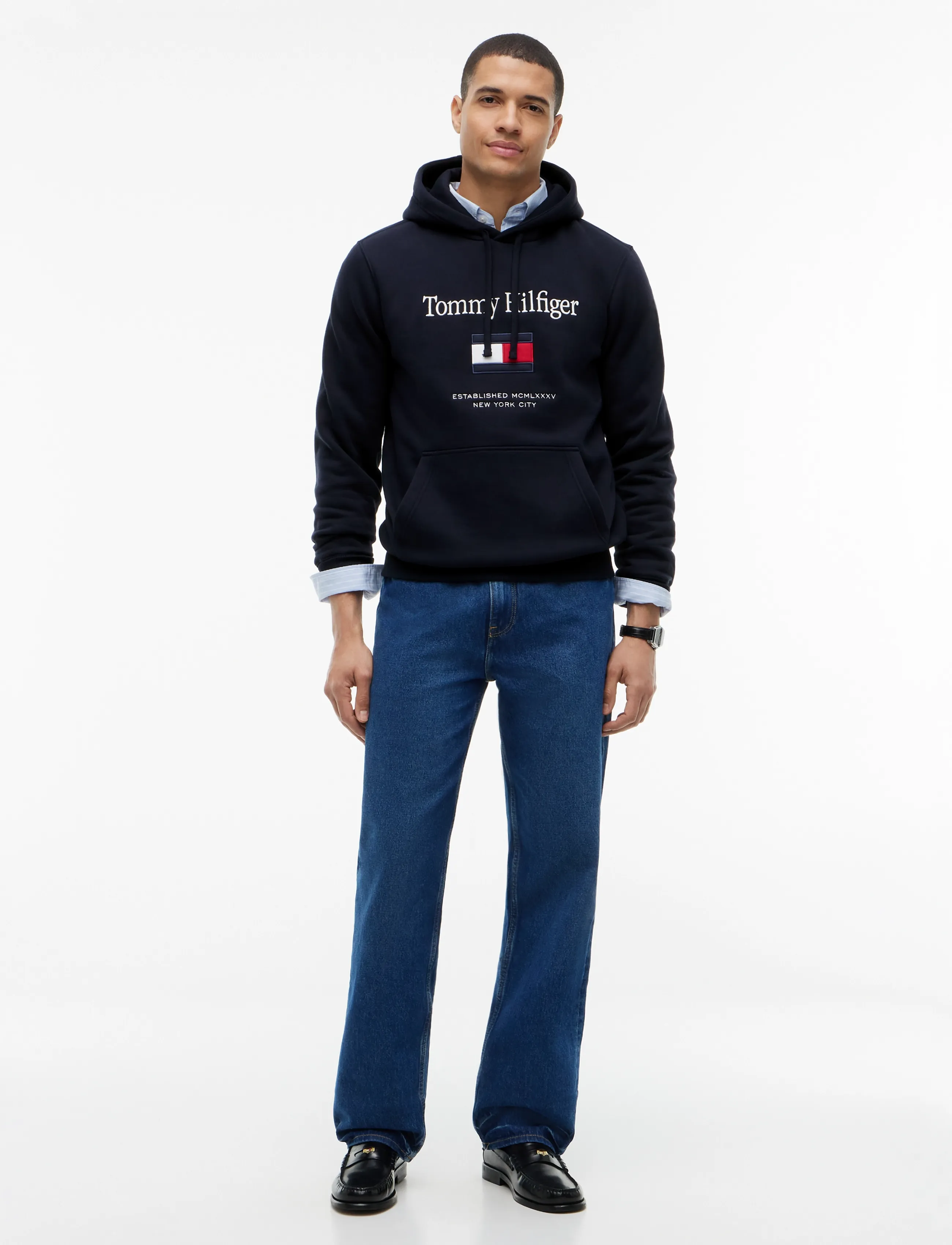 Tommy Hilfiger - HILFIGER EMBRO FLAG HOODIE - hoodies - navy blue - 5