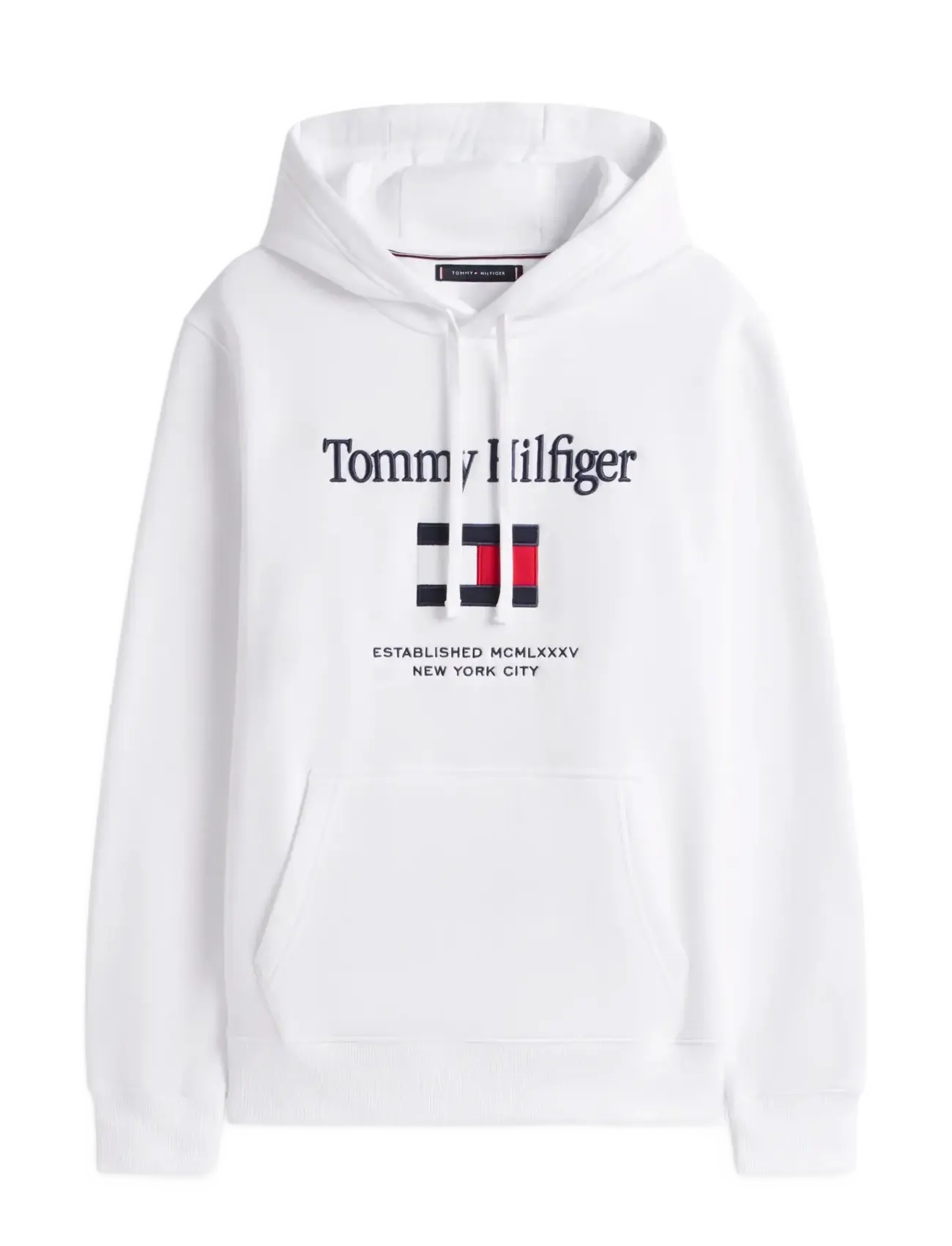 TOMMY EMBRO FLAG HOODIE - WHITE