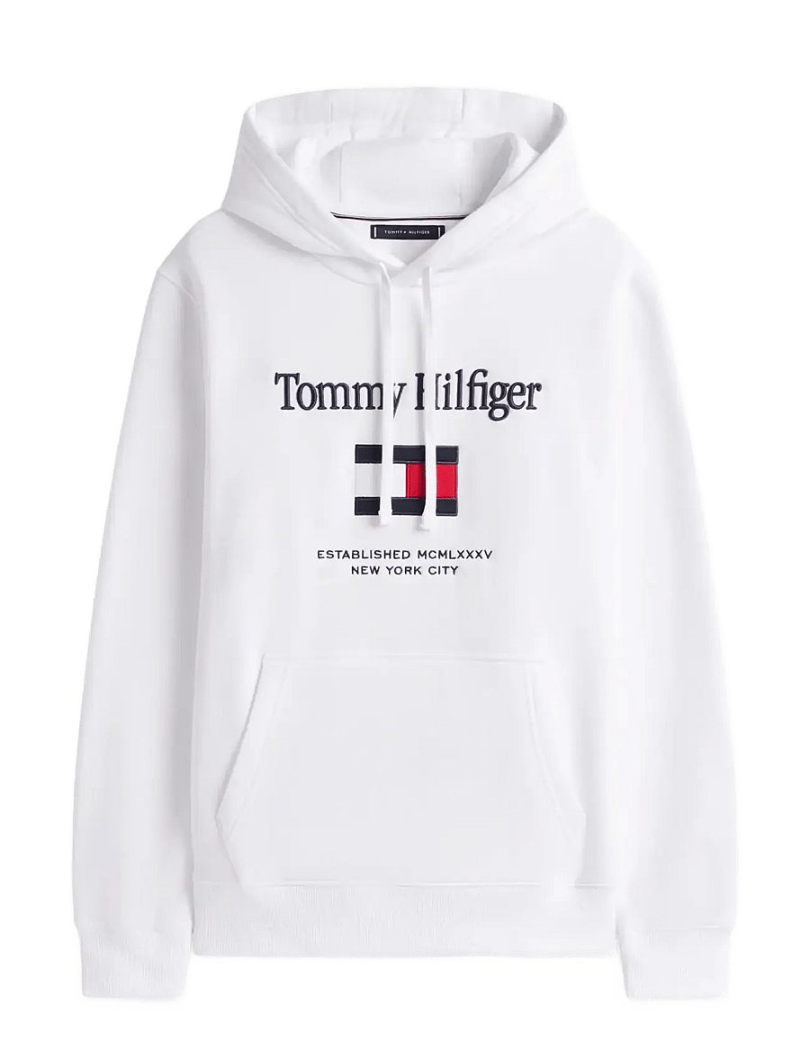 Tommy Hilfiger - TOMMY EMBRO FLAG HOODIE - hættetrøjer - white - 1