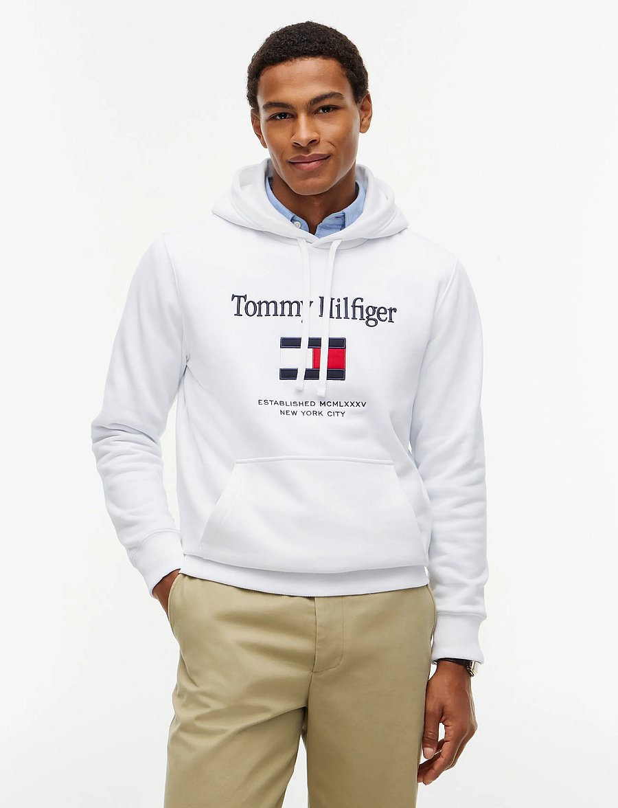 Tommy Hilfiger - TOMMY EMBRO FLAG HOODIE - hættetrøjer - white - 0