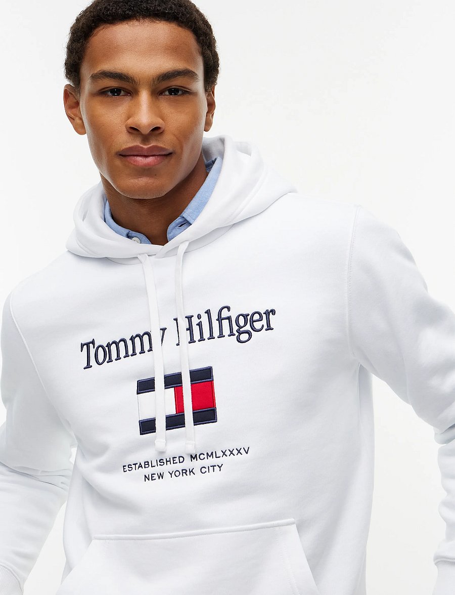 Tommy Hilfiger - TOMMY EMBRO FLAG HOODIE - hættetrøjer - white - 3