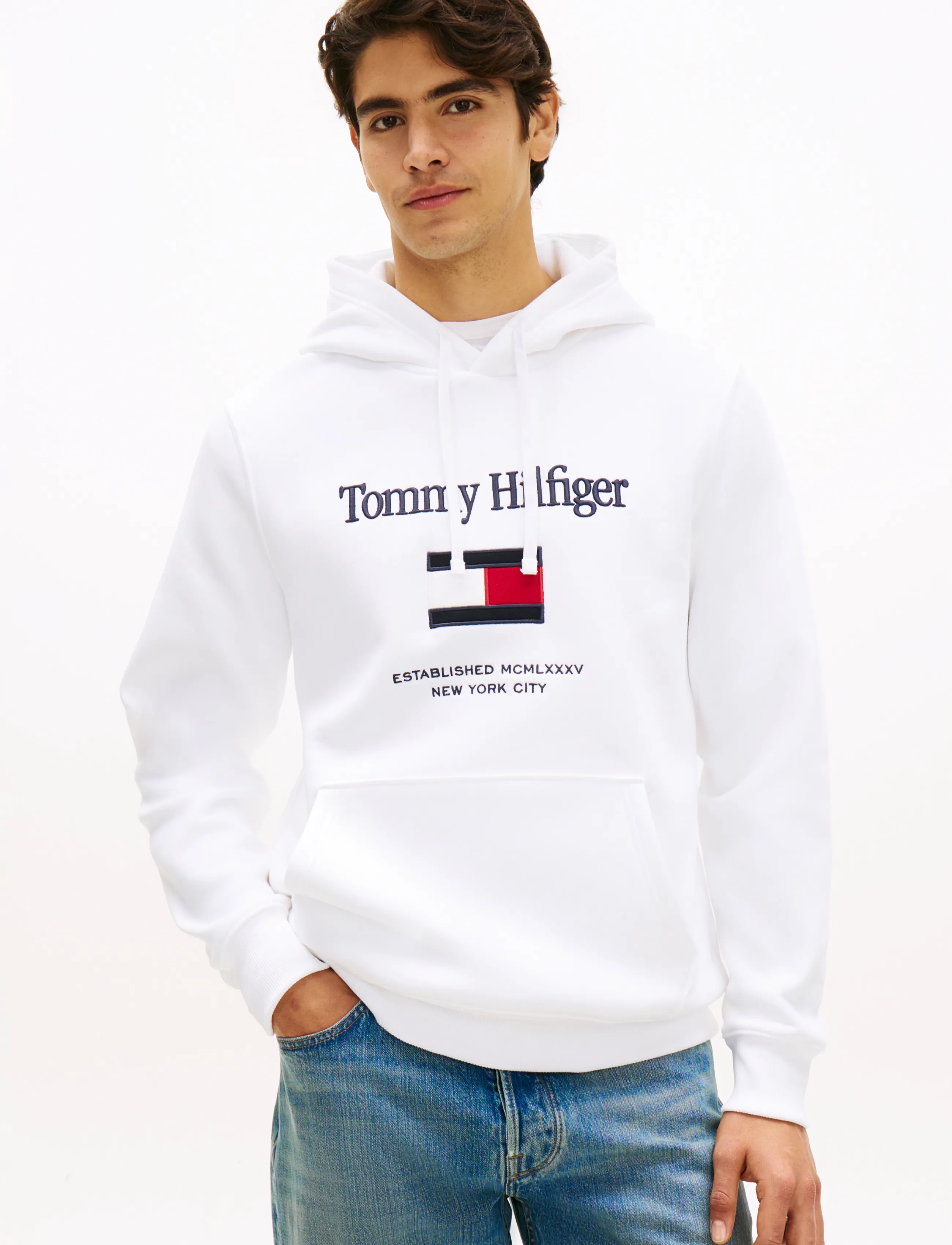 Tommy Hilfiger - TOMMY EMBRO FLAG HOODIE - hoodies - white - 5