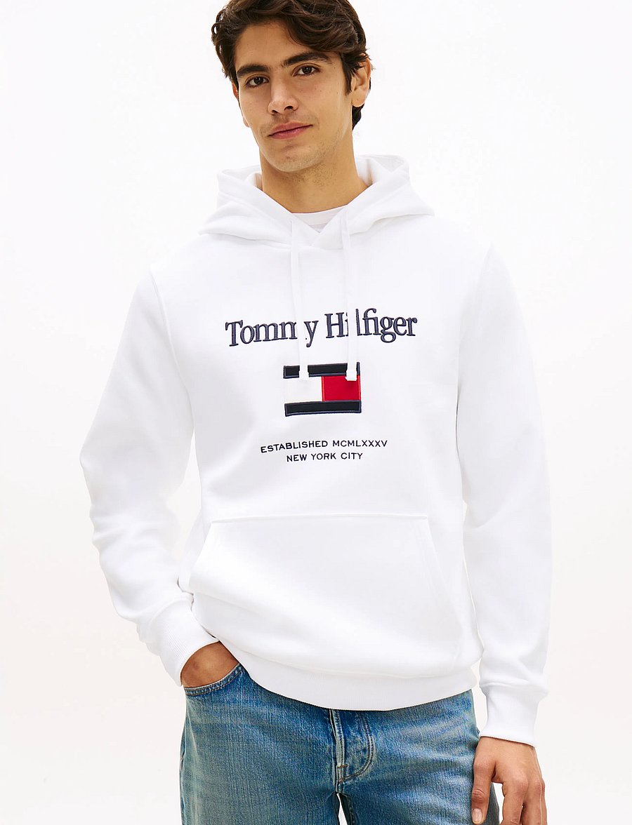 Tommy Hilfiger - TOMMY EMBRO FLAG HOODIE - hættetrøjer - white - 5