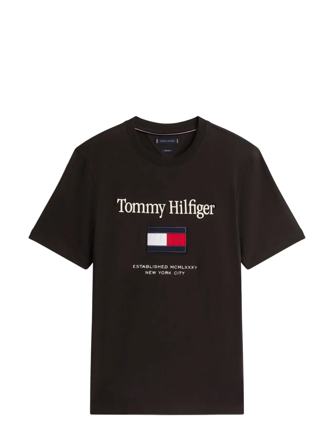 Tommy Hilfiger HILFIGER EMBRO FLAG T-SHIRT - T-paidat - BLACK / black