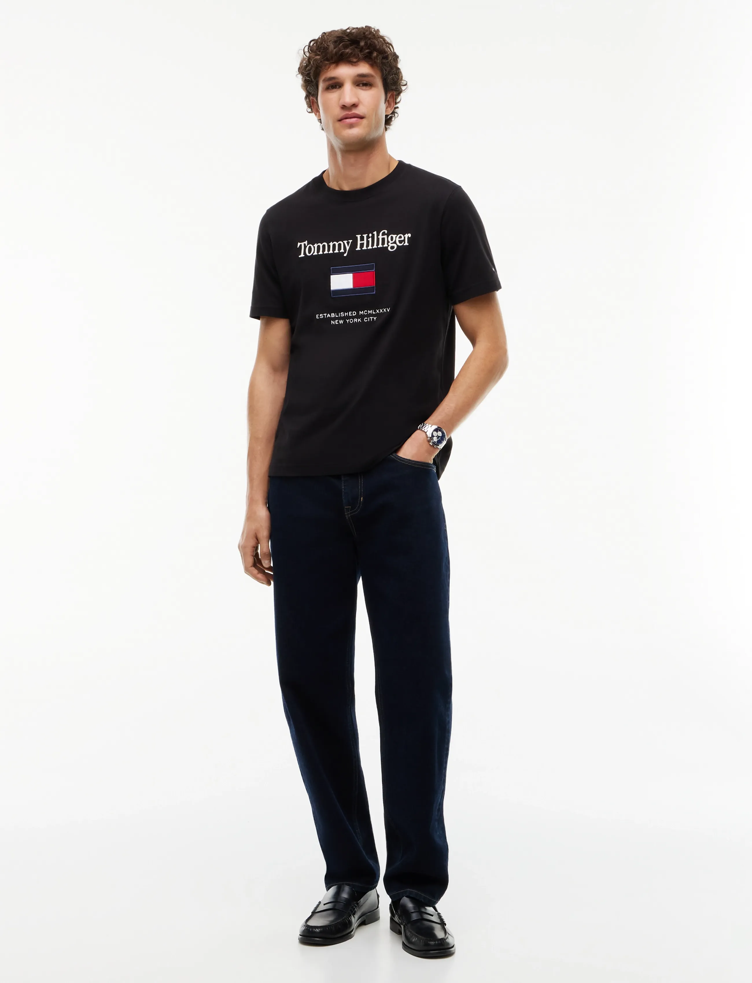 Tommy Hilfiger - HILFIGER EMBRO FLAG T-SHIRT - korte mouwen - black - 4