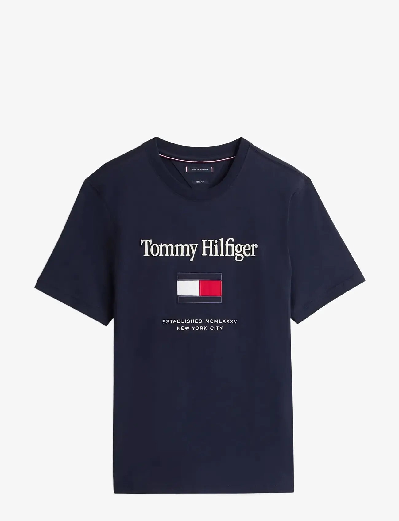 Tommy Hilfiger - HILFIGER EMBRO FLAG T-SHIRT - short-sleeved t-shirts - navy blue - 1