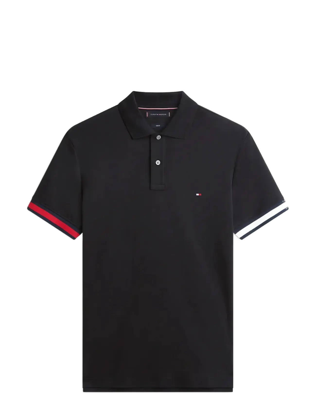 TOMMY HILFIGER Rwb Cuff Liquid Baumwolle Slim Polo Schwarz - M - Herren