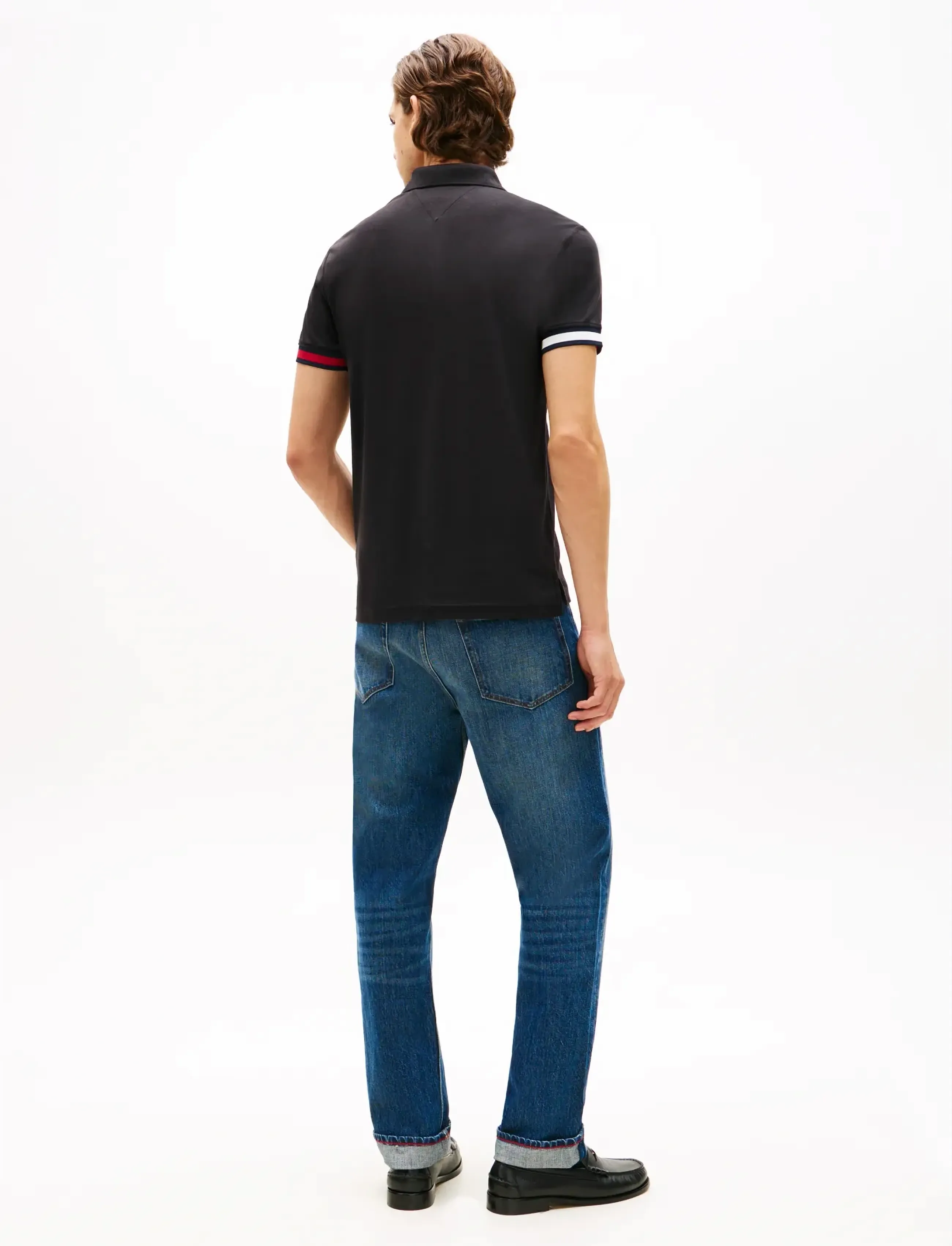 Tommy Hilfiger - RWB CUFF LIQUID COTTON SLIM POLO - kortærmede poloer - black - 2