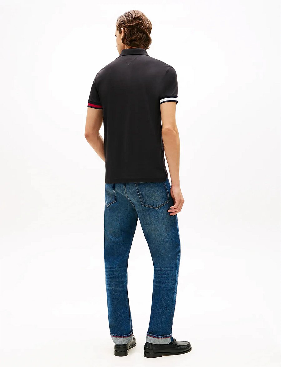 Tommy Hilfiger - RWB CUFF LIQUID COTTON SLIM POLO - kortærmede poloer - black - 2