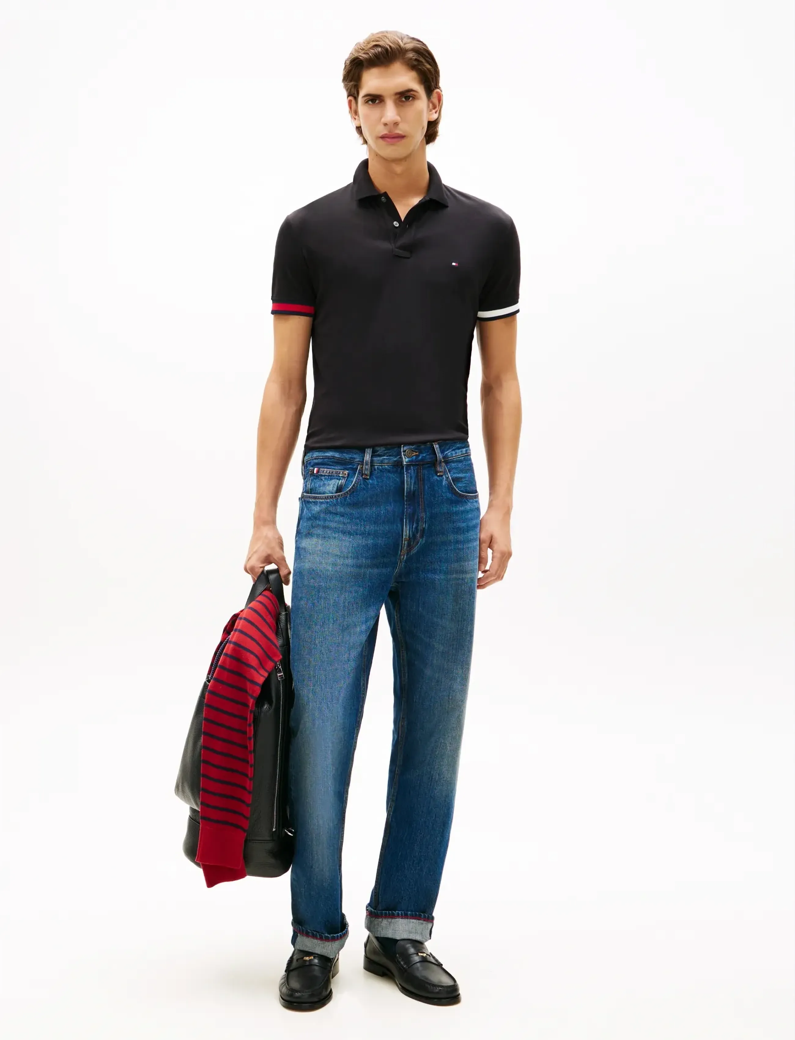 TOMMY HILFIGER Rwb Cuff Liquid Cotton Slim Polo pikéer herr – bild 3