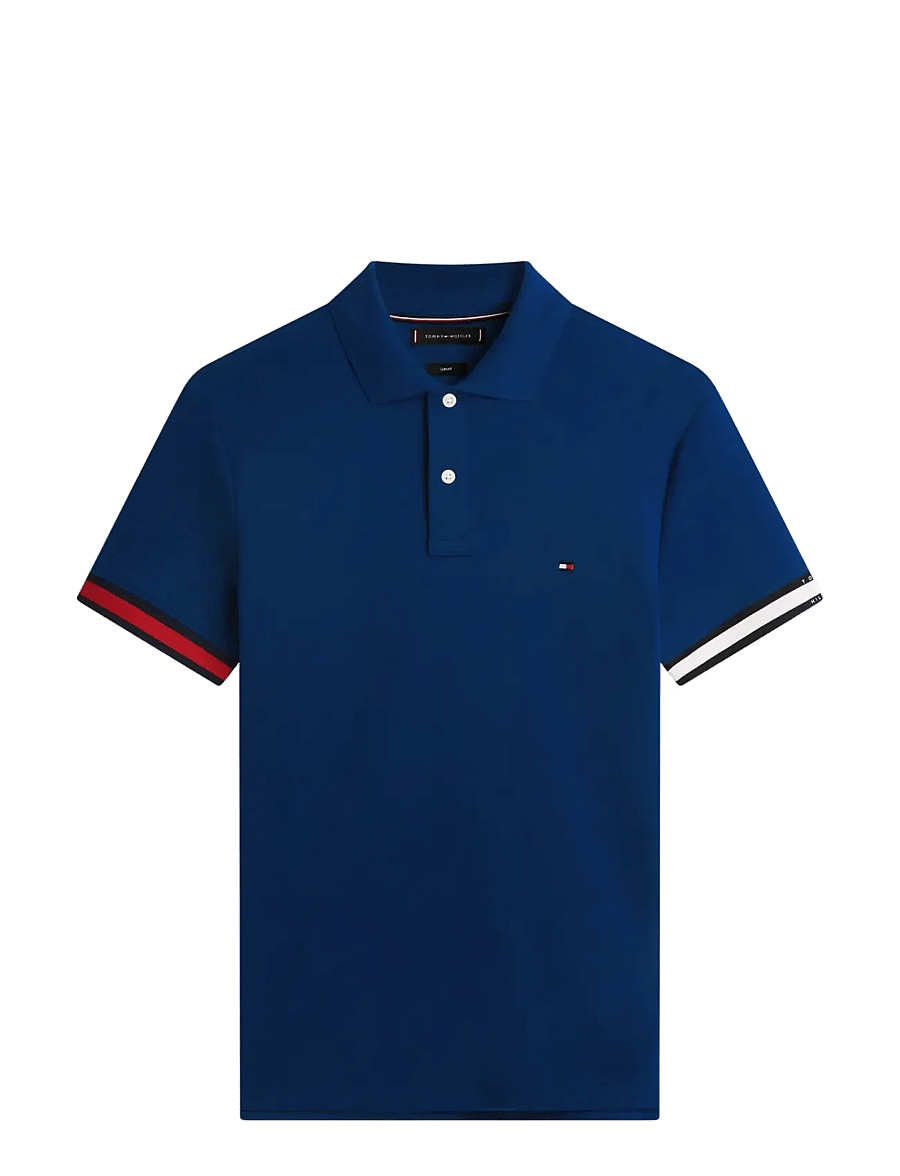 Tommy Hilfiger - RWB CUFF LIQUID COTTON SLIM POLO - lühikeste varrukatega polod - carbon navy - 1