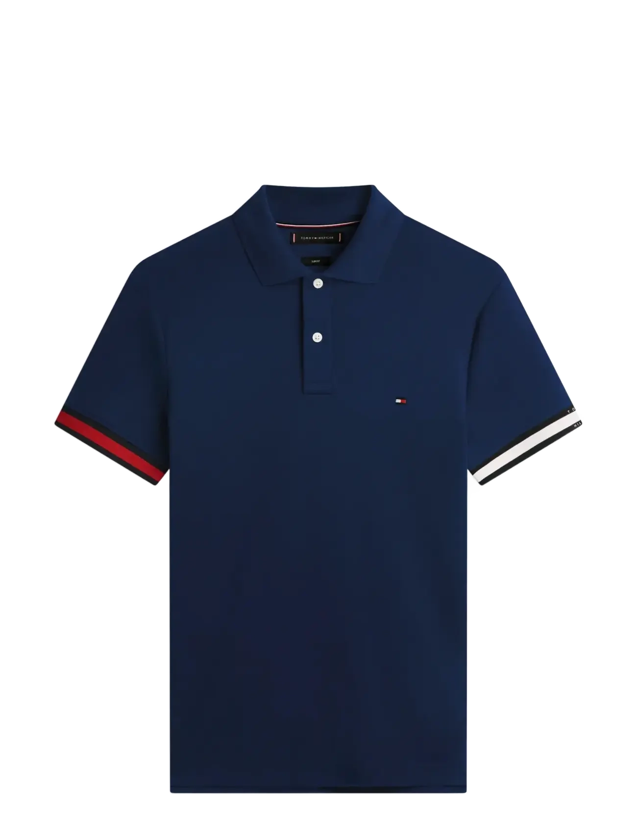 Tommy Hilfiger RWB CUFF LIQUID COTTON SLIM POLO - Kortärmade pikéer - CARBON NAVY / blue