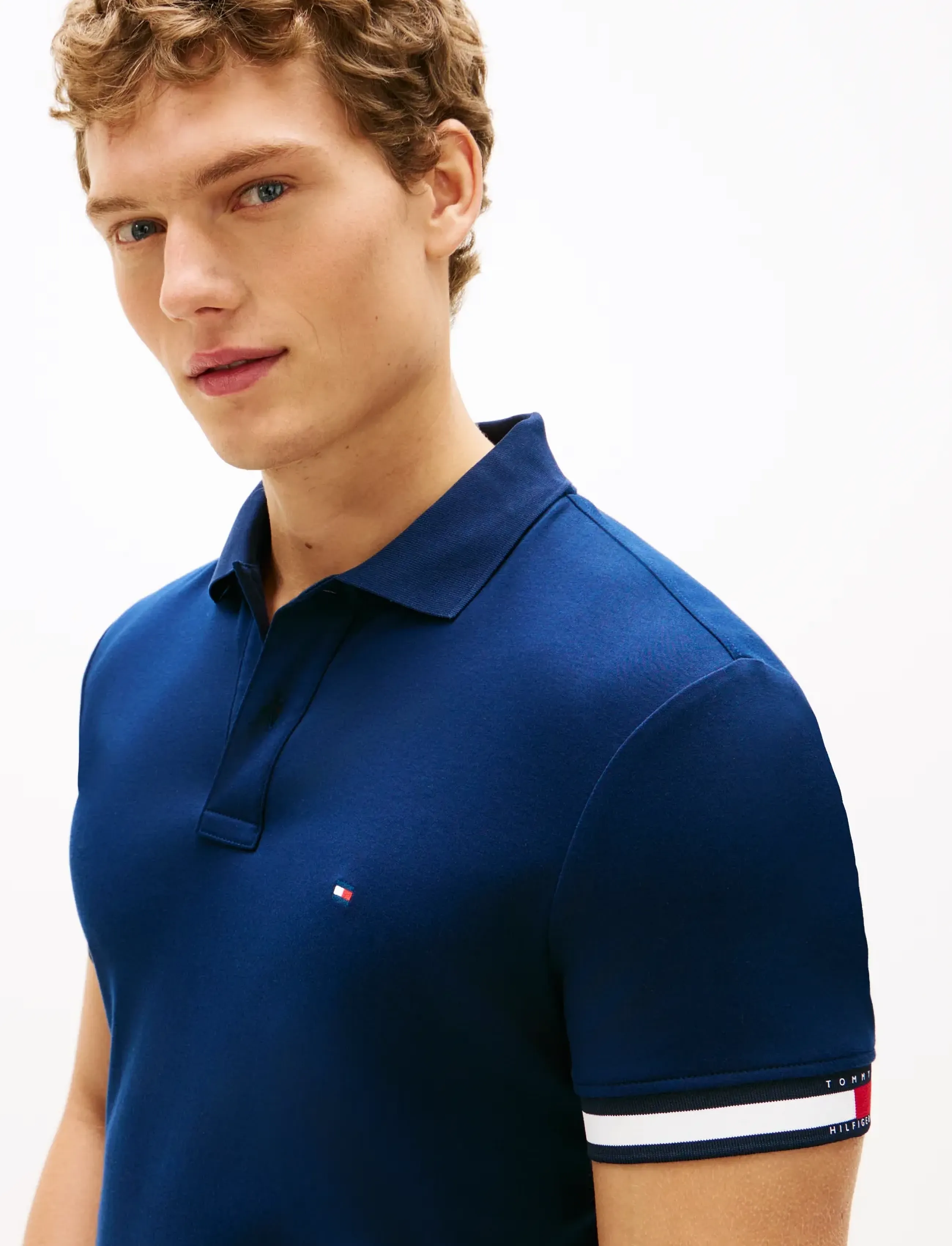 Tommy Hilfiger - RWB CUFF LIQUID COTTON SLIM POLO - lühikeste varrukatega polod - carbon navy - 3