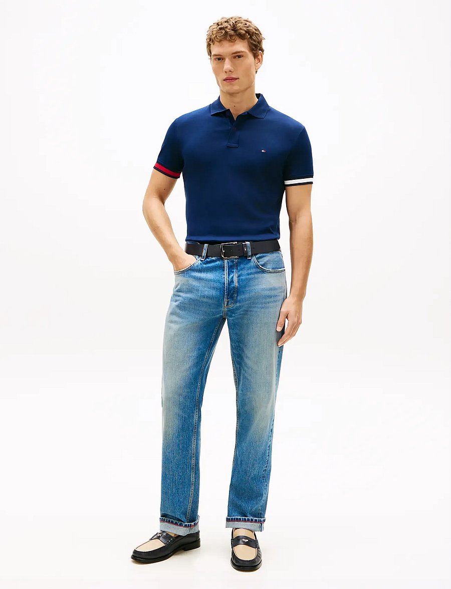 Tommy Hilfiger - RWB CUFF LIQUID COTTON SLIM POLO - lühikeste varrukatega polod - carbon navy - 4