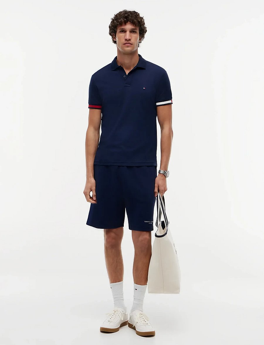 Tommy Hilfiger - RWB CUFF LIQUID COTTON SLIM POLO - kortærmede poloer - carbon navy - 4