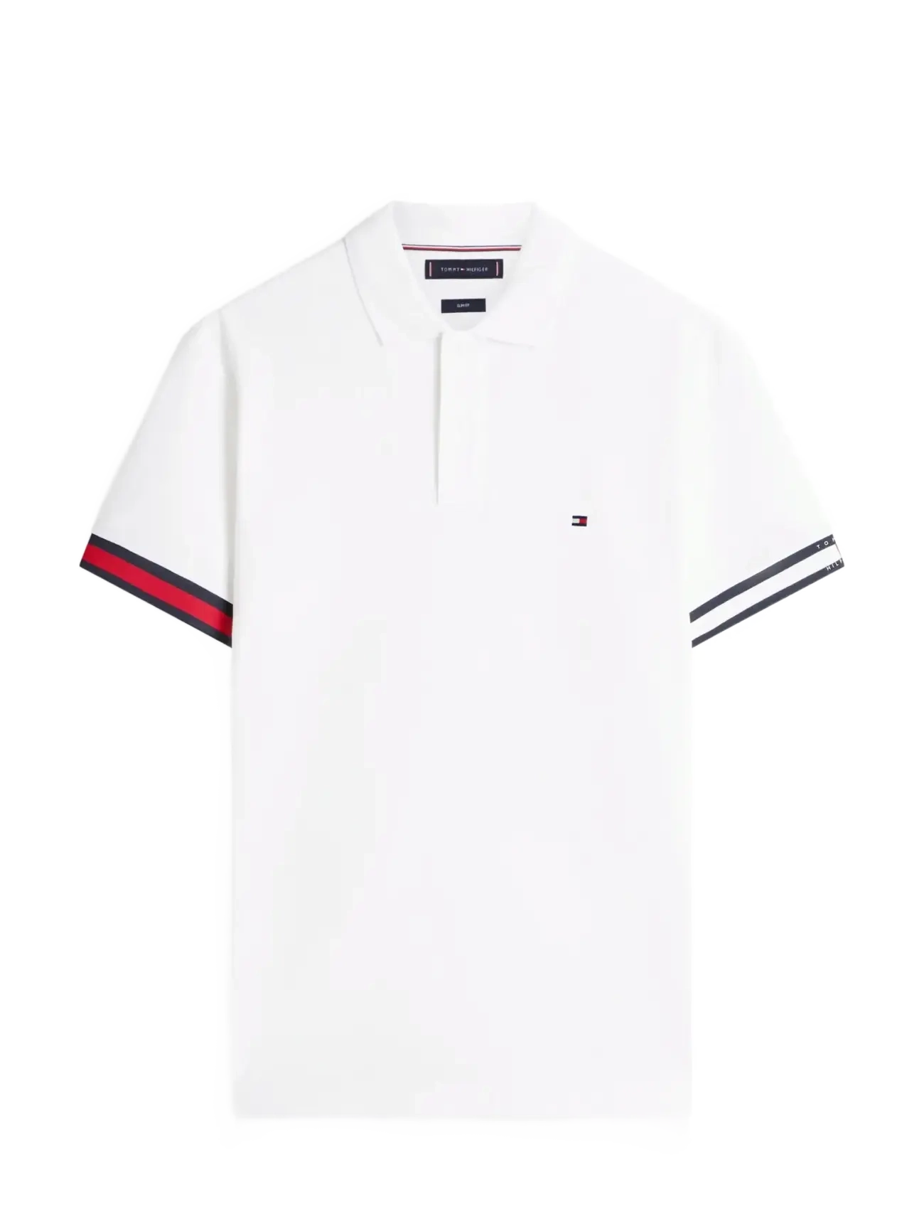 TOMMY HILFIGER Rwb Cuff Liquid Baumwolle Slim Polo Weiß - L - Herren