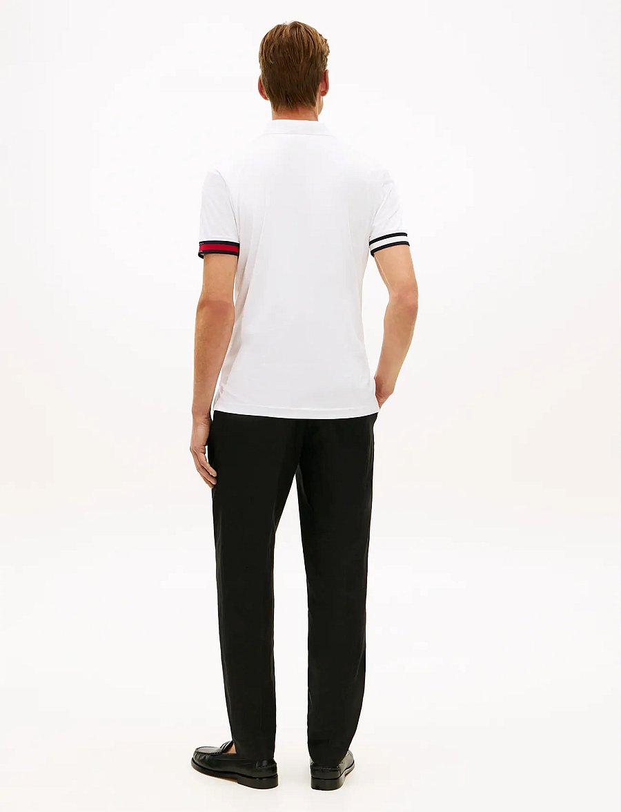 Tommy Hilfiger - RWB CUFF LIQUID COTTON SLIM POLO - kortærmede poloer - white - 2