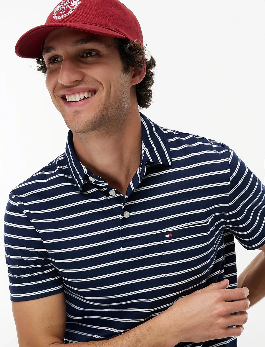 Tommy Hilfiger - SINGLE JERSEY STRIPE REG POLO - kurzärmelig - carbon navy ivory petal - 3