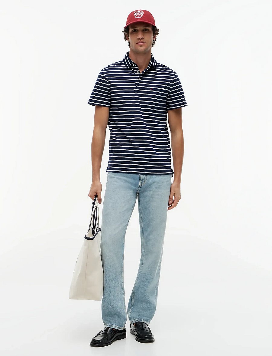 Tommy Hilfiger - SINGLE JERSEY STRIPE REG POLO - kurzärmelig - carbon navy ivory petal - 4